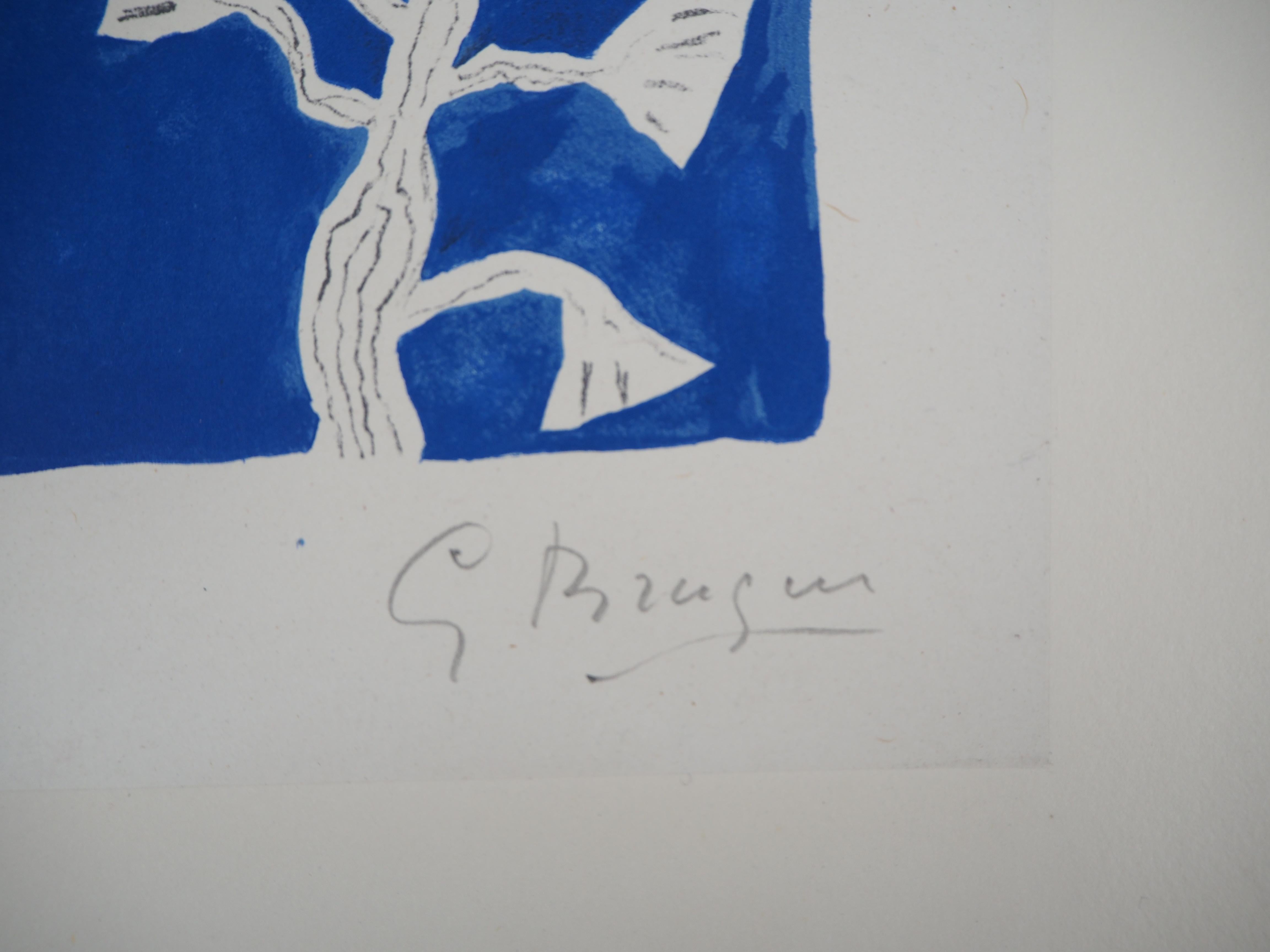 Bird and Lotus - Original lithograph, Handsigned, Ltd / 10 - Mourlot #92) - Cubist Print by Georges Braque