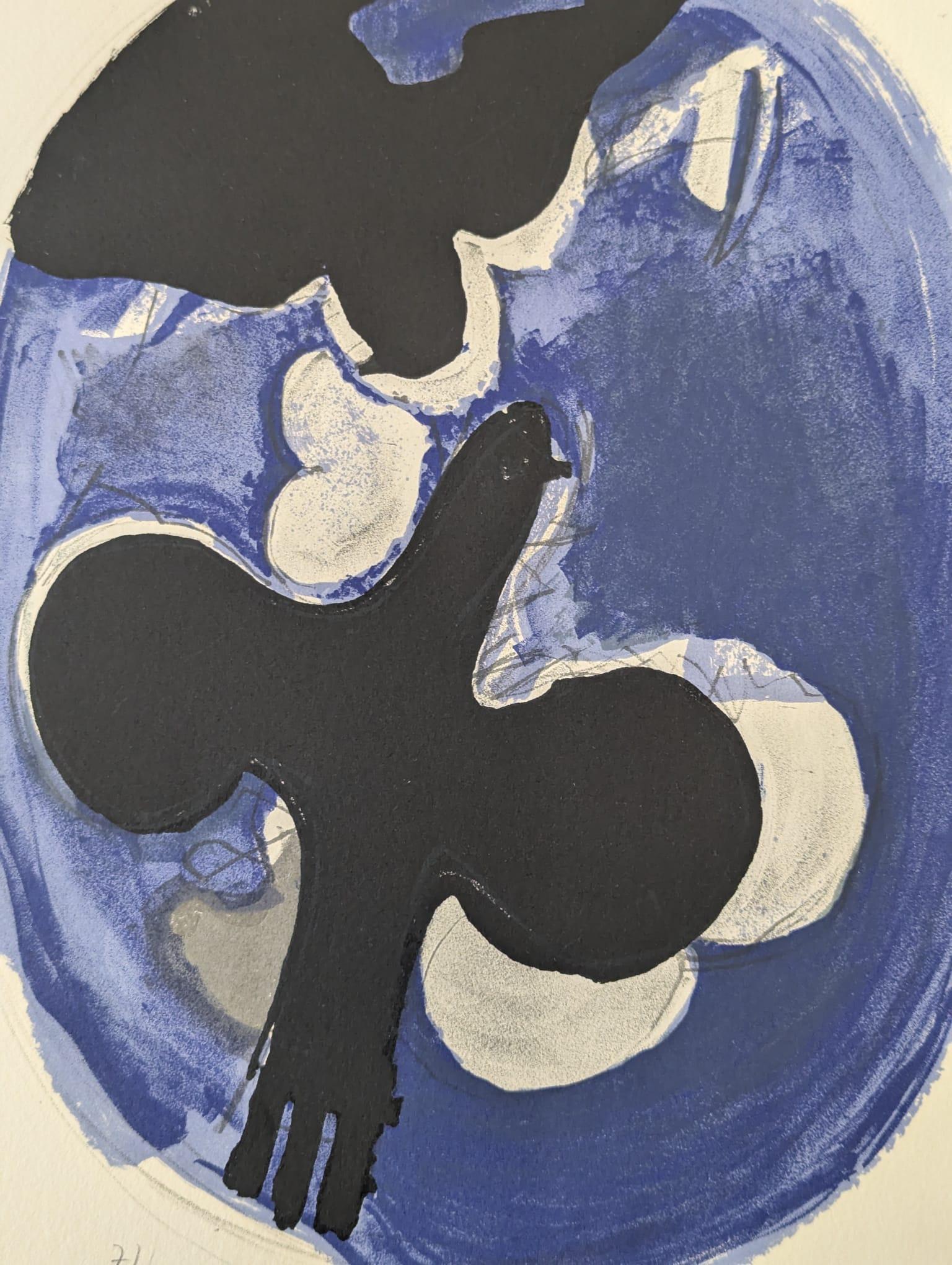 Birds - Studies for the Louvre ceiling - Gray Abstract Print by Georges Braque