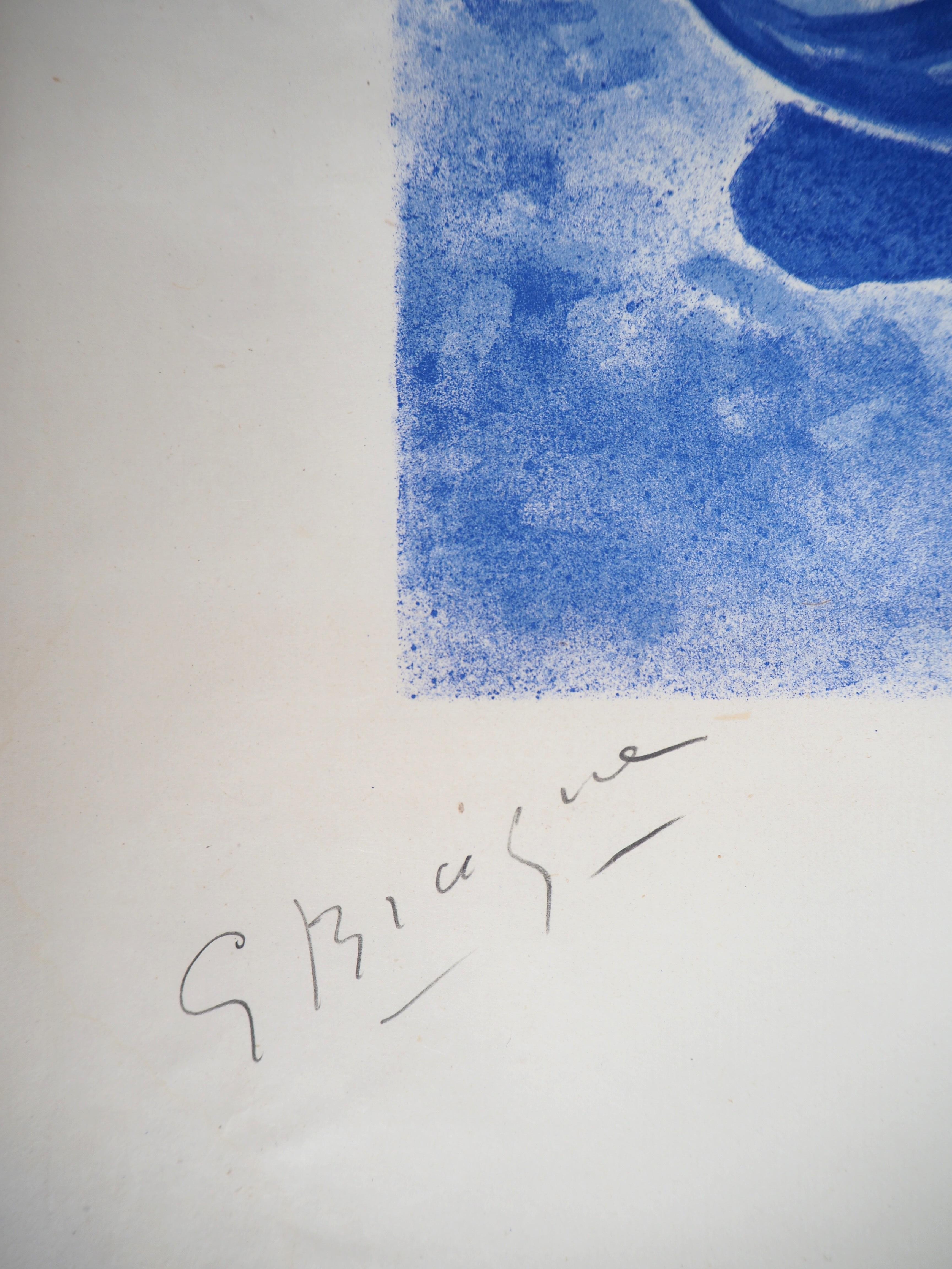 Blue Water Lilies - Original lithograph, hand signed (Mourlot) - Print by Georges Braque