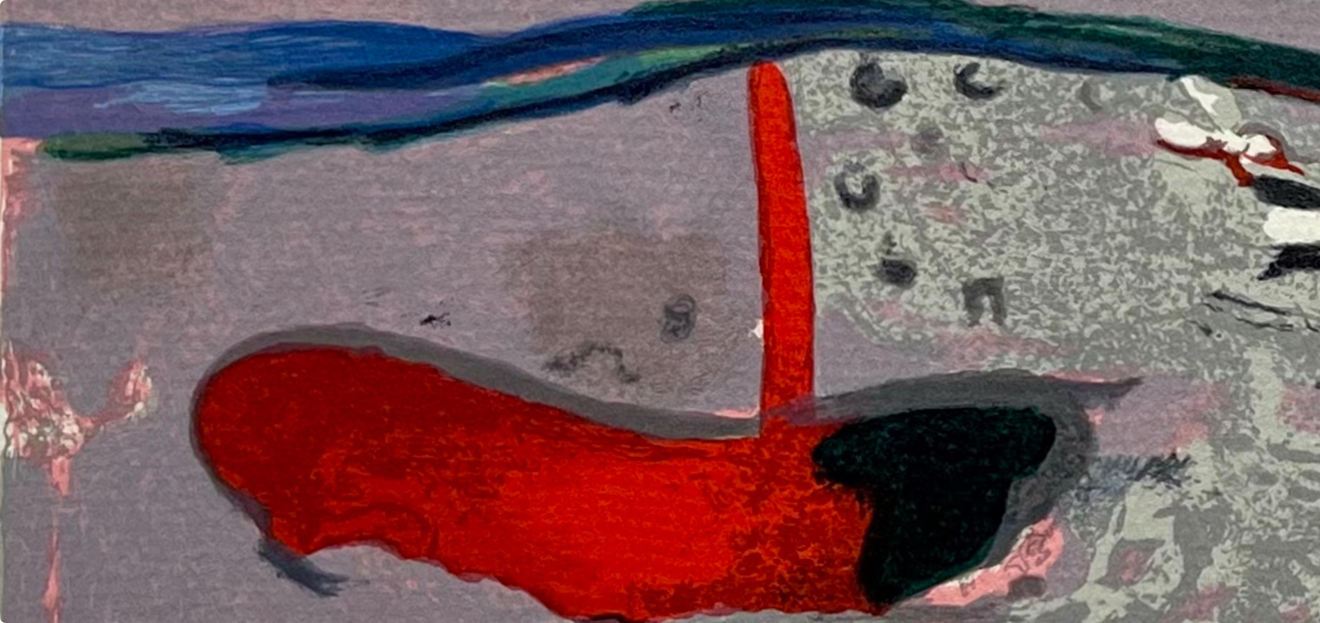 Soporte: Litografía sobre papel vélin, con bisagra sobre hoja de soporte de archivo, tal como se emitió
Año: 1968
Tamaño del papel: 13 x 16 pulgadas; tamaño de la imagen: 6 x 13,75 pulgadas
Inscripción: Firmada en la plancha y sin numerar, tal como
