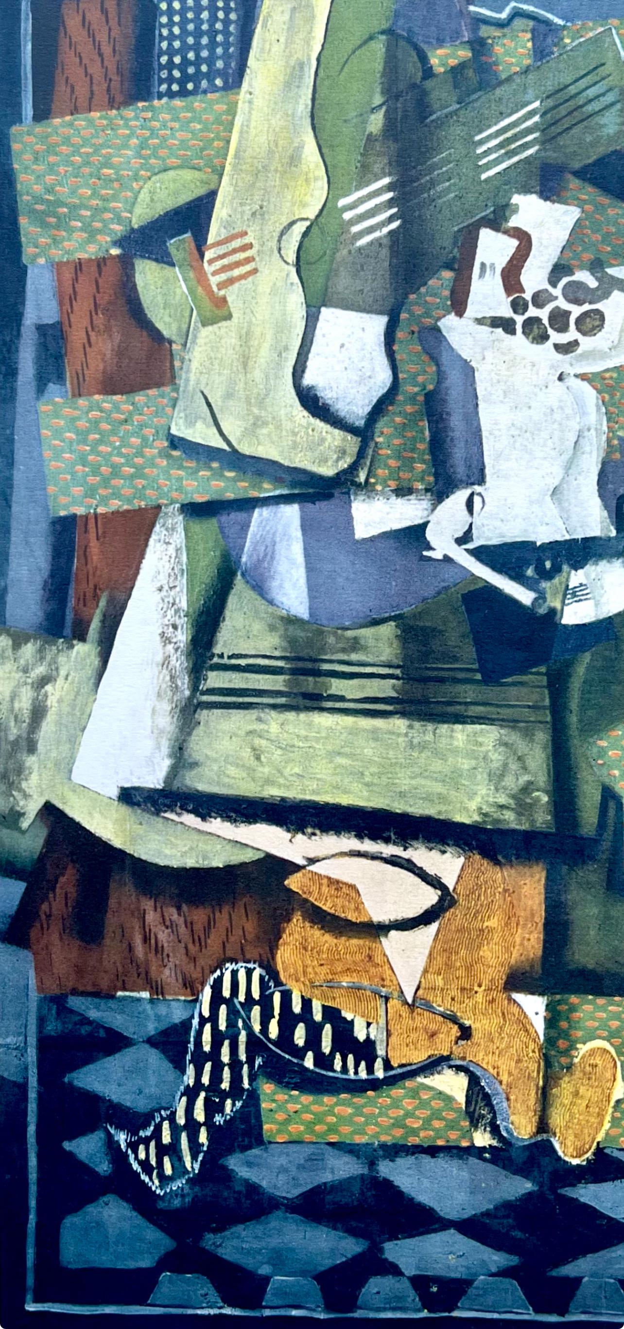 Braque, Café-Bar, Derrière le miroir (after) - Blue Abstract Print by Georges Braque