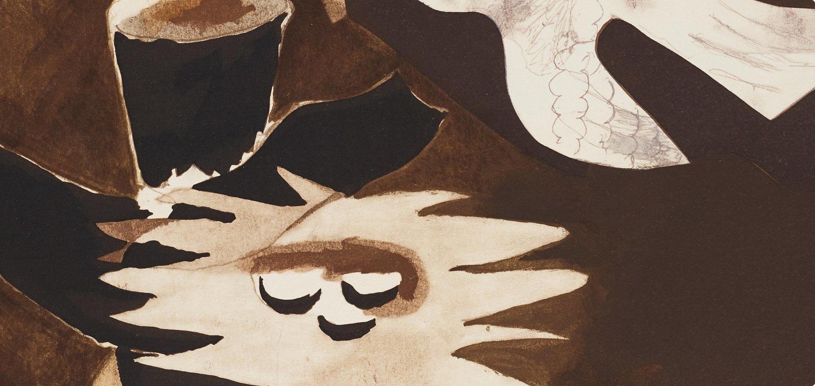 Braque, Composition, Braque Espaces, 13 Dessins, Lavis, Aquarelles  (dopo) - Print Moderno di Georges Braque