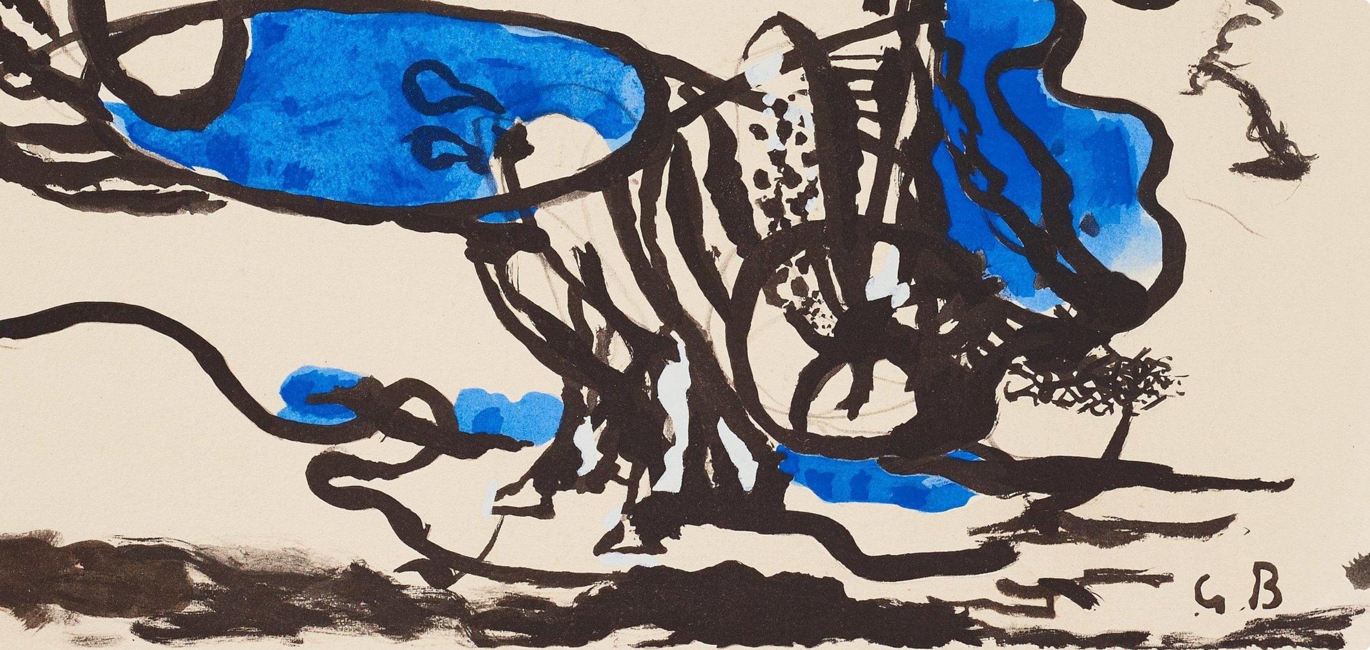 Braque, Composition, Braque Espaces, 13 Dessins, Lavis, Aquarelles  (dopo) - Print Moderno di Georges Braque