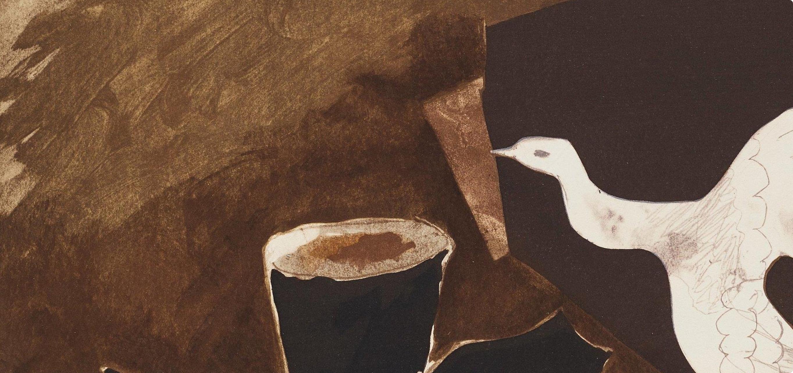 Braque, Composition, Braque Espaces, 13 Dessins, Lavis, Aquarelles  (dopo) - Landscape Print Nero di Georges Braque