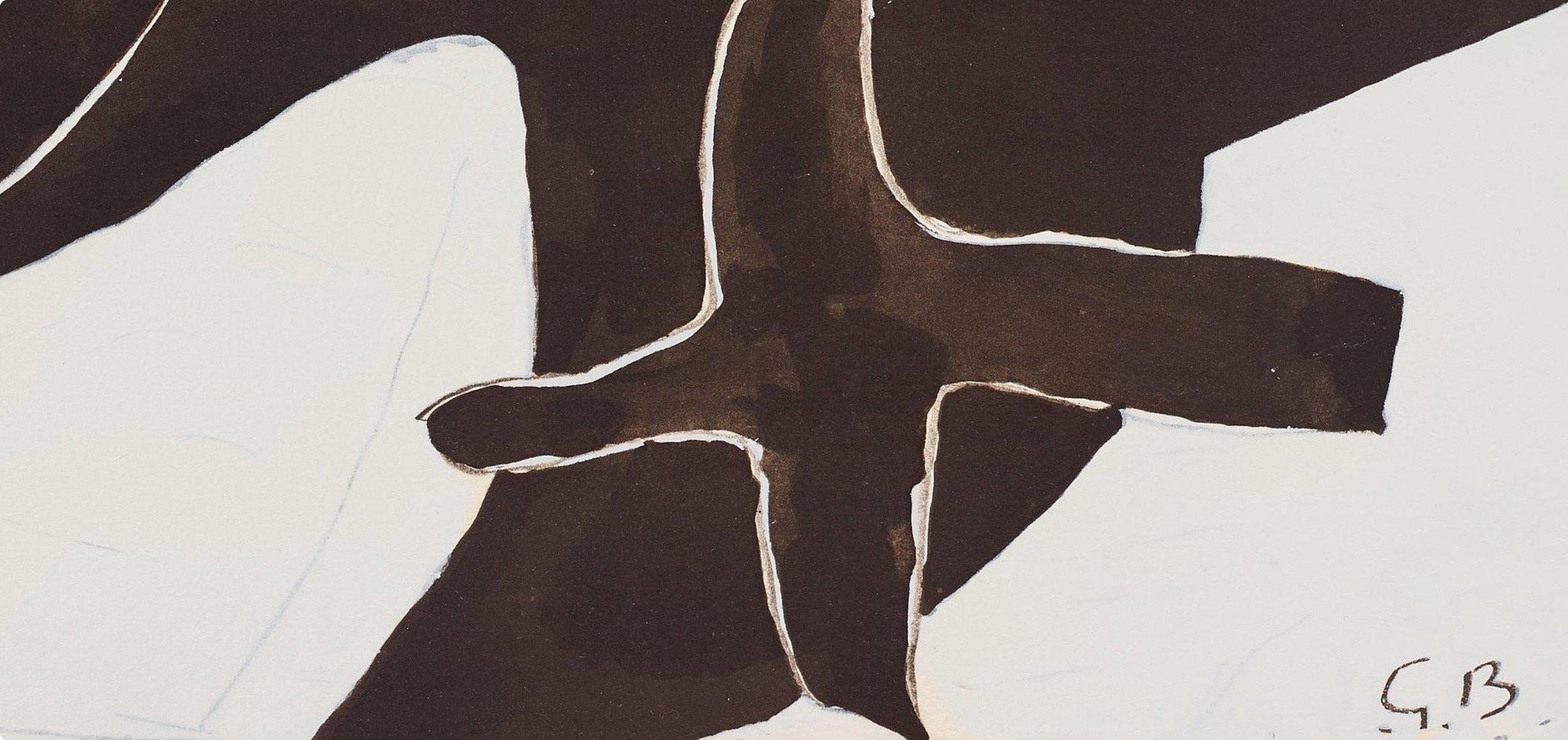 Braque, Composition, Braque Espaces, 13 Dessins, Lavis, Aquarelles  (dopo) - Landscape Print Beige di Georges Braque