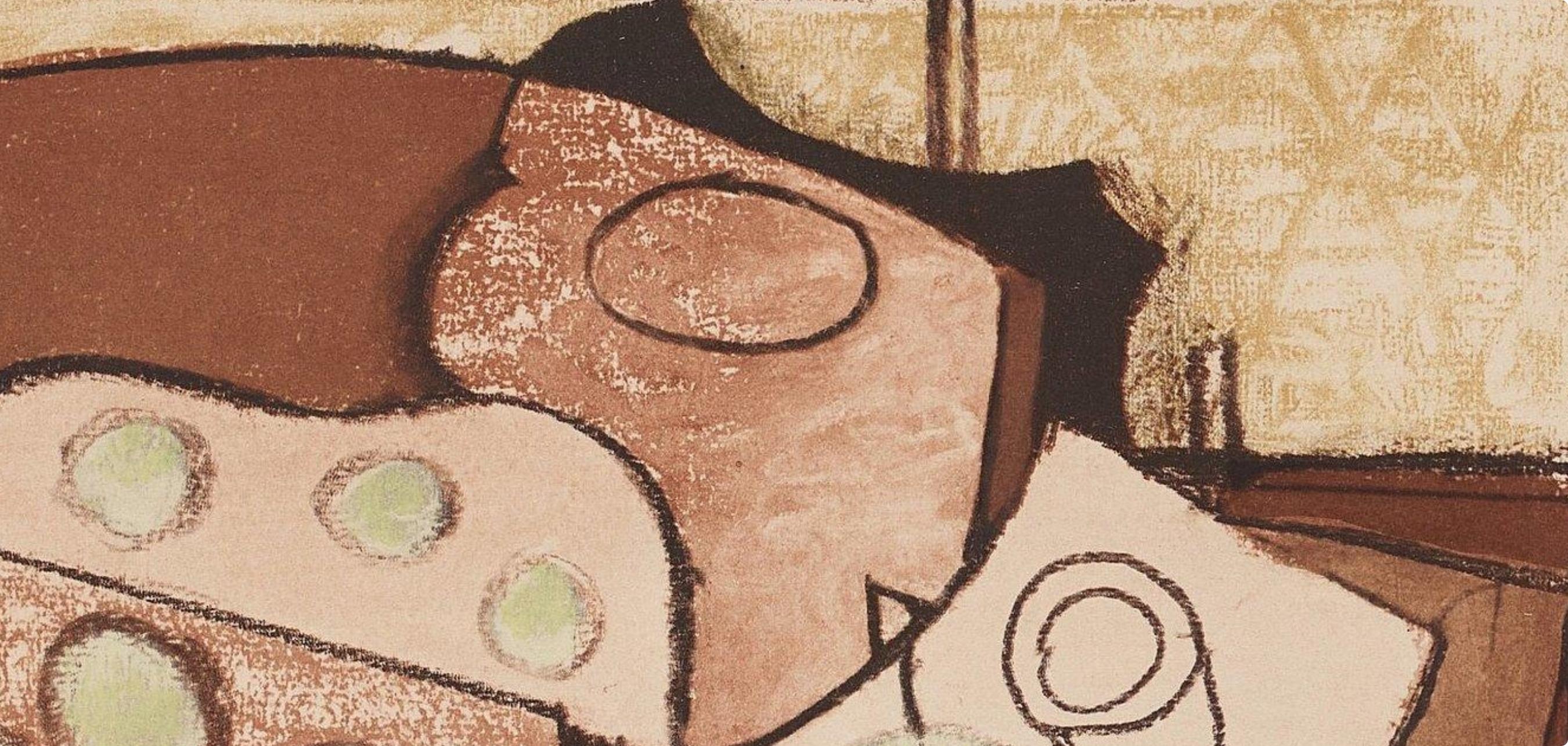 Braque, Composición, Braque Espaces, 13 Dessins, Lavis, Aquarelles  (después) - Landscape Print Beige de Georges Braque