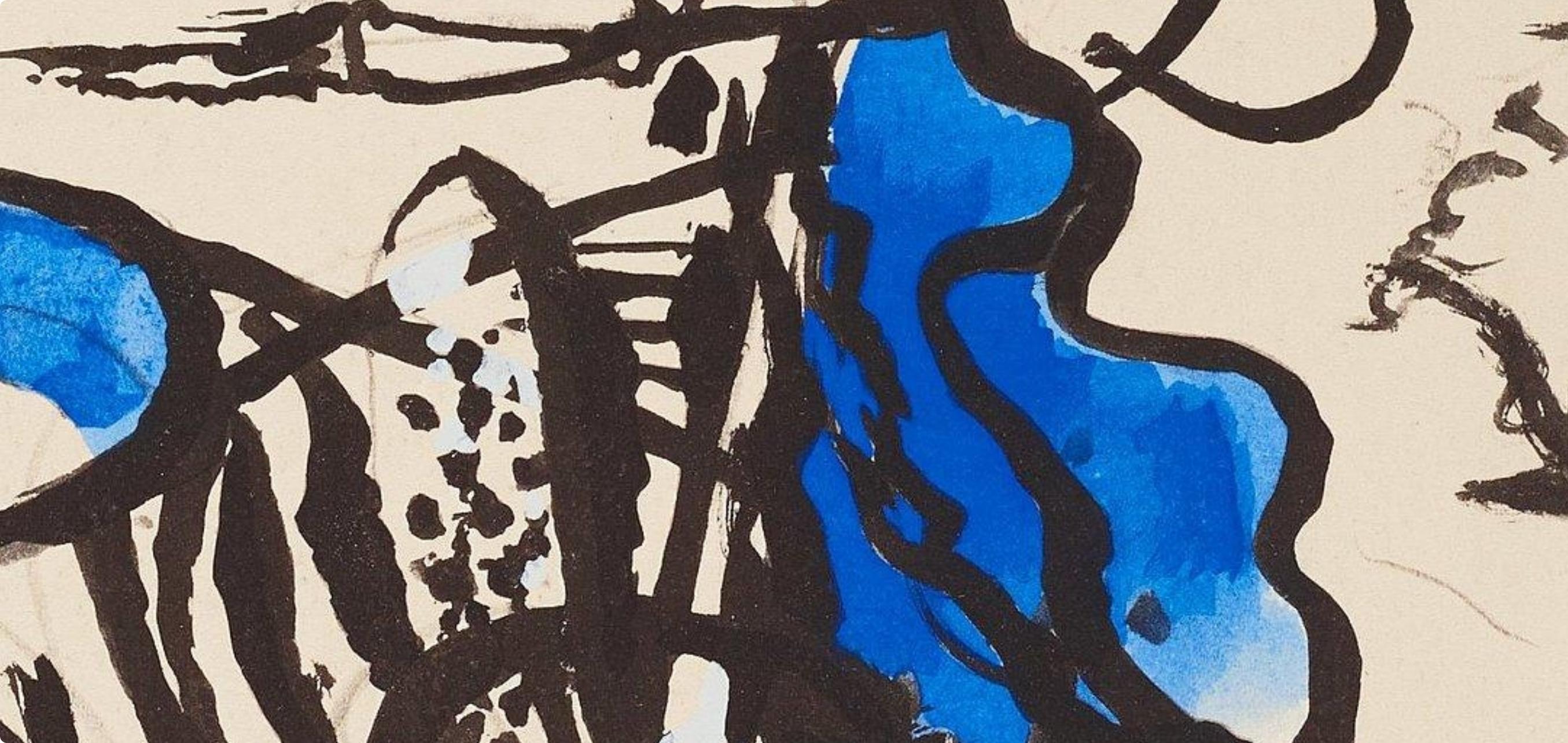 Litografia e stencil su carta vélin a la cuve du moulin richard de bas specialement filigrané pour cette édition paper. Iscrizione: firmata nel piatto e non numerata, come da edizione. Buone condizioni. Note: dal volume Braque Espaces, 13 Dessins,