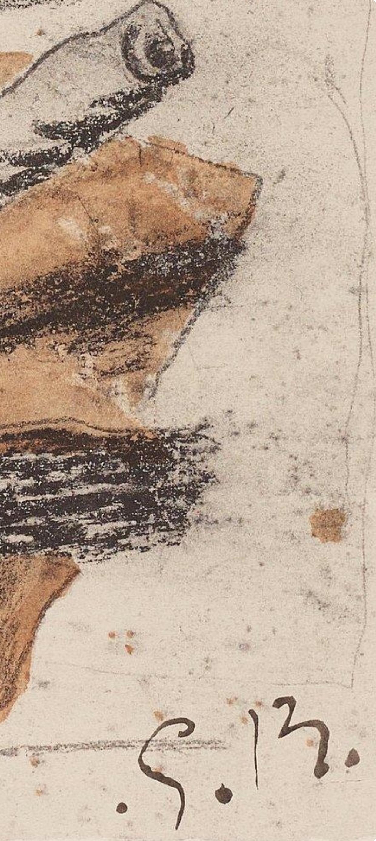 Litografia e stencil su carta vélin a la cuve du moulin richard de bas specialement filigrané pour cette édition paper. Iscrizione: firmata nel piatto e non numerata, come da edizione. Buone condizioni. Note: dal volume Braque Espaces, 13 Dessins,