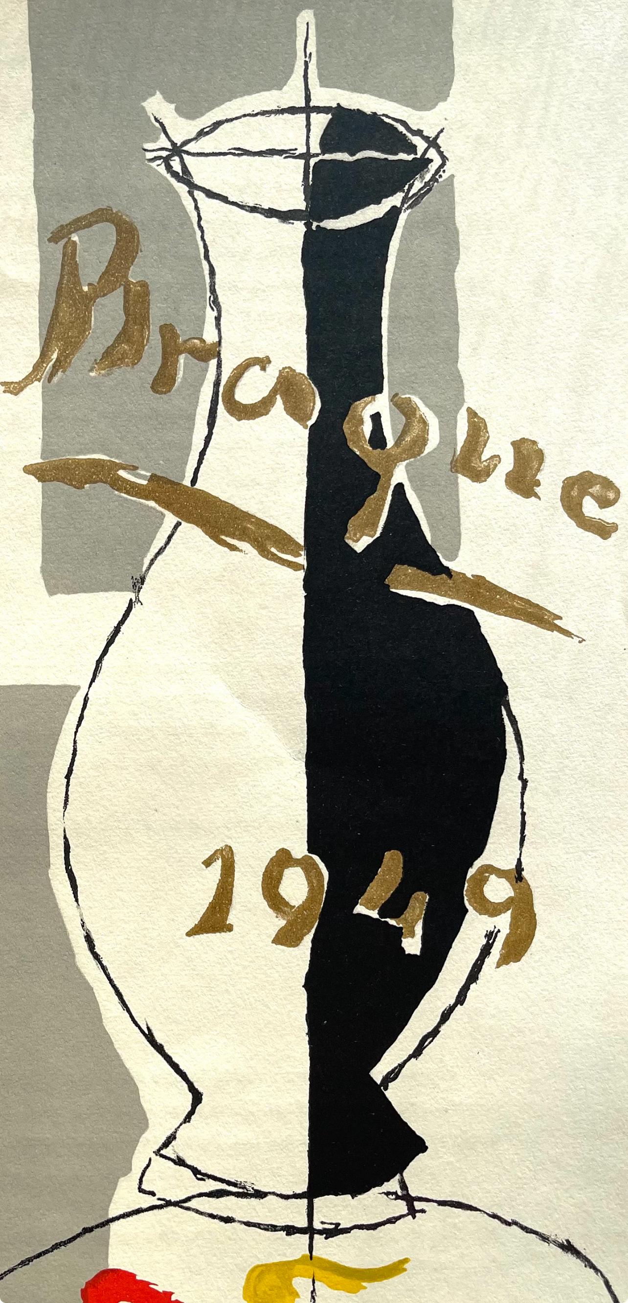 Braque, Composition, Derrière le miroir (d'après) - Beige Landscape Print par Georges Braque