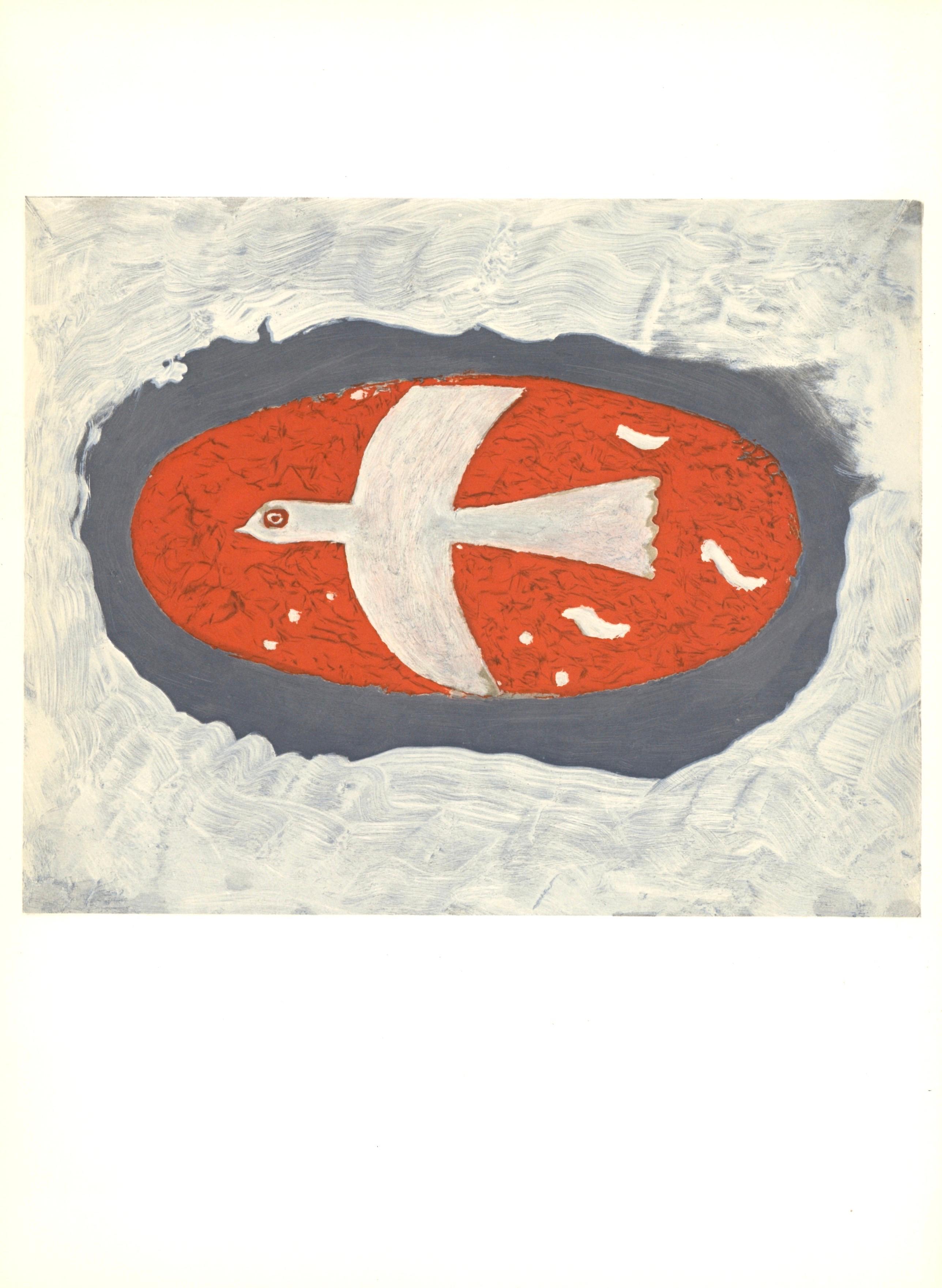 Braque, Composición, Derrière le miroir (después de) - Abstract Print Beige de Georges Braque