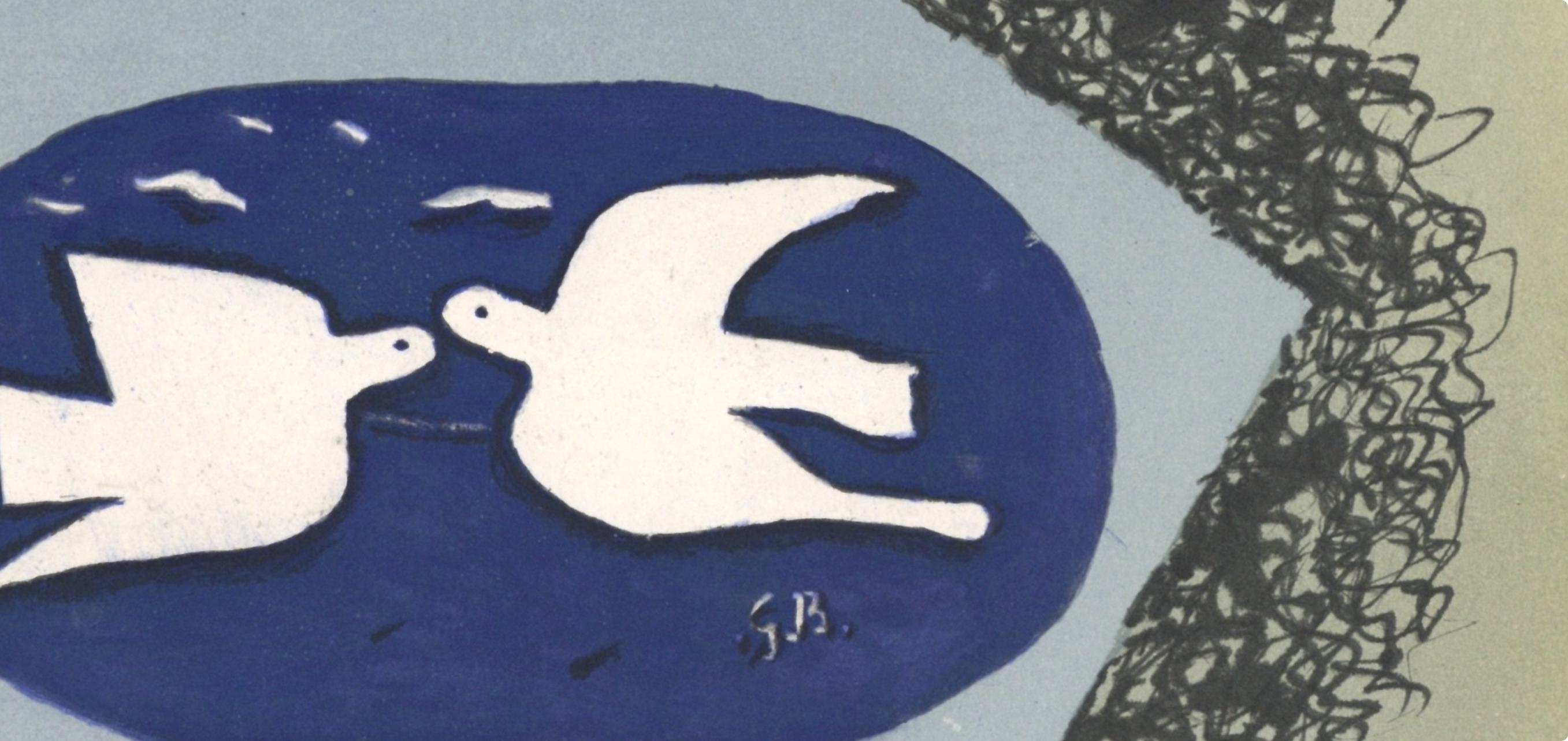 Braque, Composition, Derrière le miroir (d'après) - Gris Abstract Print par Georges Braque