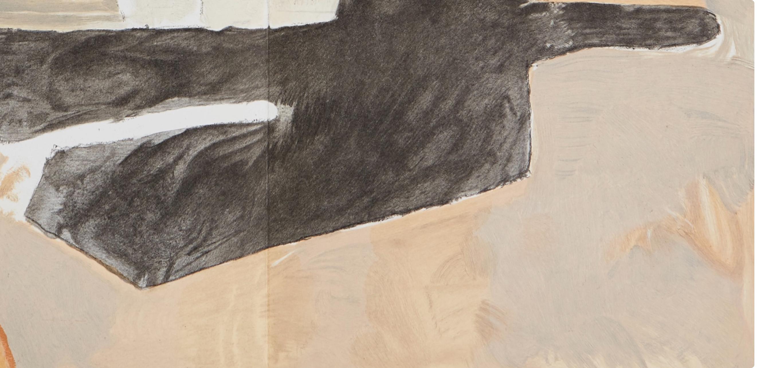 Braque, Composition, Derrière le miroir (d'après) - Beige Abstract Print par Georges Braque