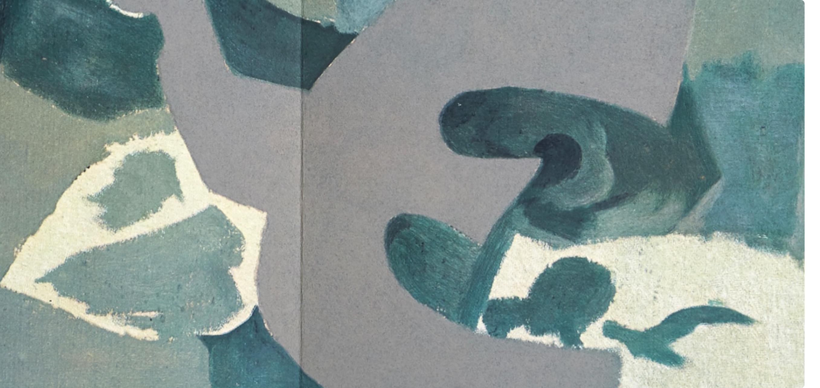 Braque, Composition, Derrière le miroir (d'après) - Gris Abstract Print par Georges Braque