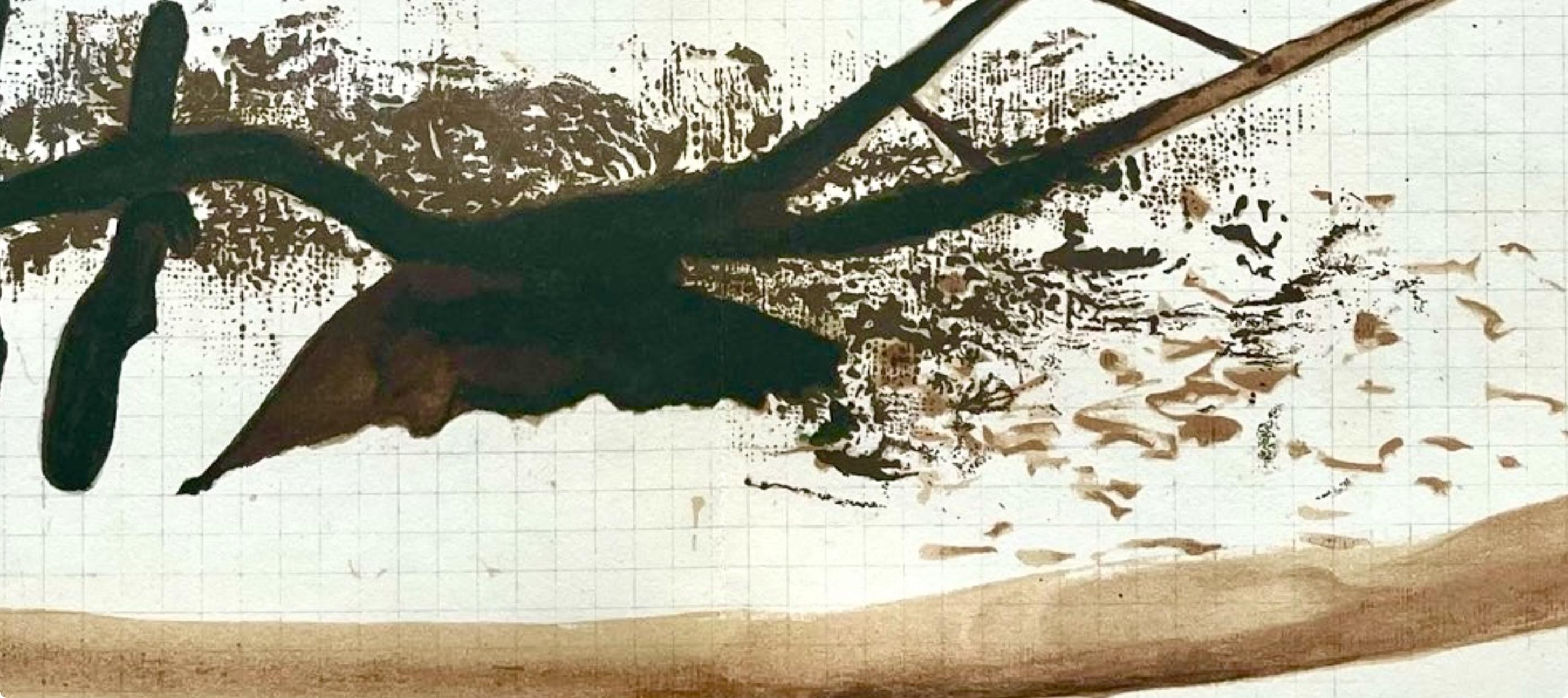 Braque, Composition, Derrière le miroir (after) - Beige Abstract Print by Georges Braque