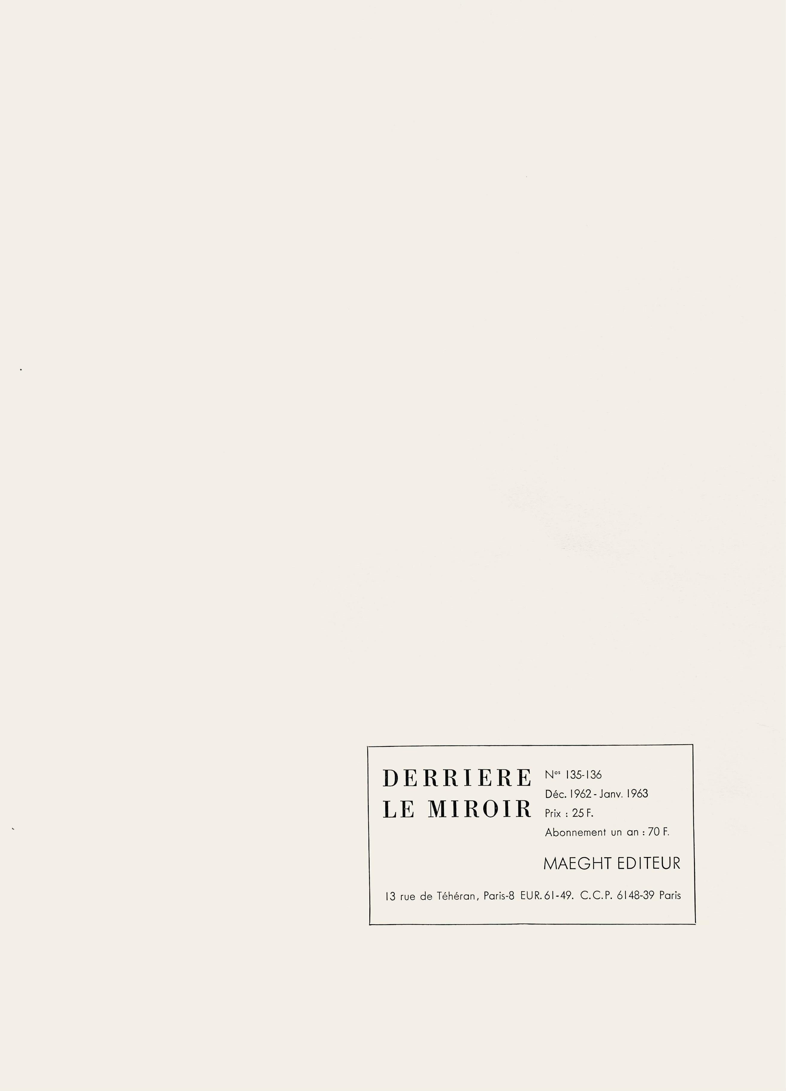 Litografía sobre papel vélin. Inscripción: Sin firmar y sin numerar, tal como se emitió. Buen estado, con pliegue central, tal como se publicó. Notas: De Derrière le miroir, nº 135-136, 1962-1963. Publicado por Aimé Maeght, Éditeur, París; impreso