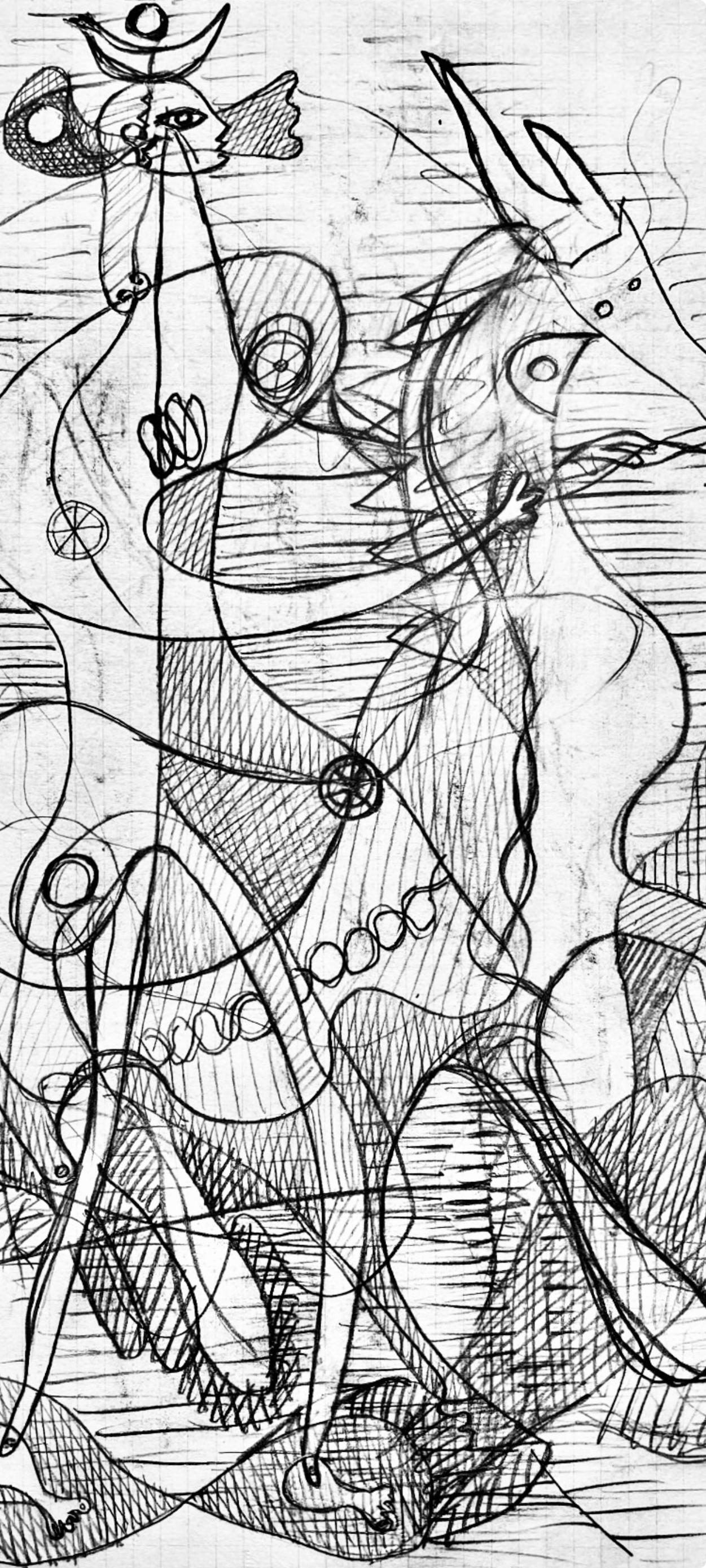 Braque, Composition, Hésiode, Théogonie, Derrière le miroir (after) - Cubisme Print par Georges Braque