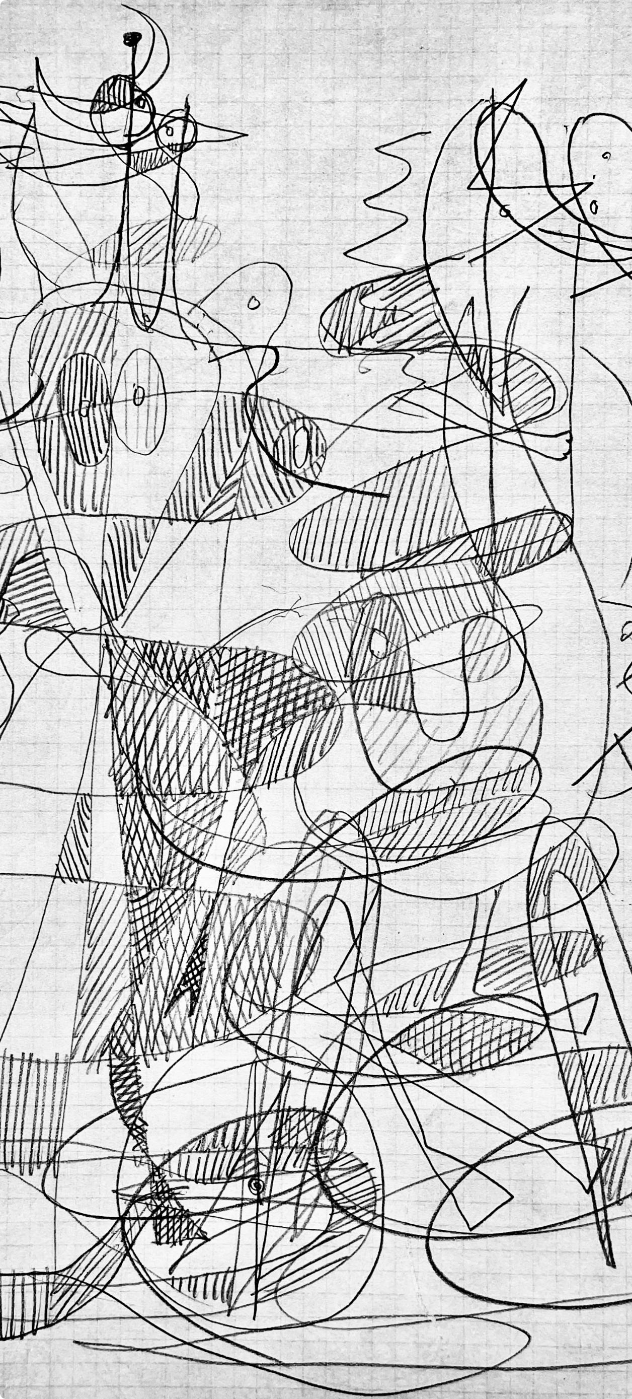 Braque, Composition, Hésiode, Théogonie, Derrière le miroir (after) - Gris Figurative Print par Georges Braque