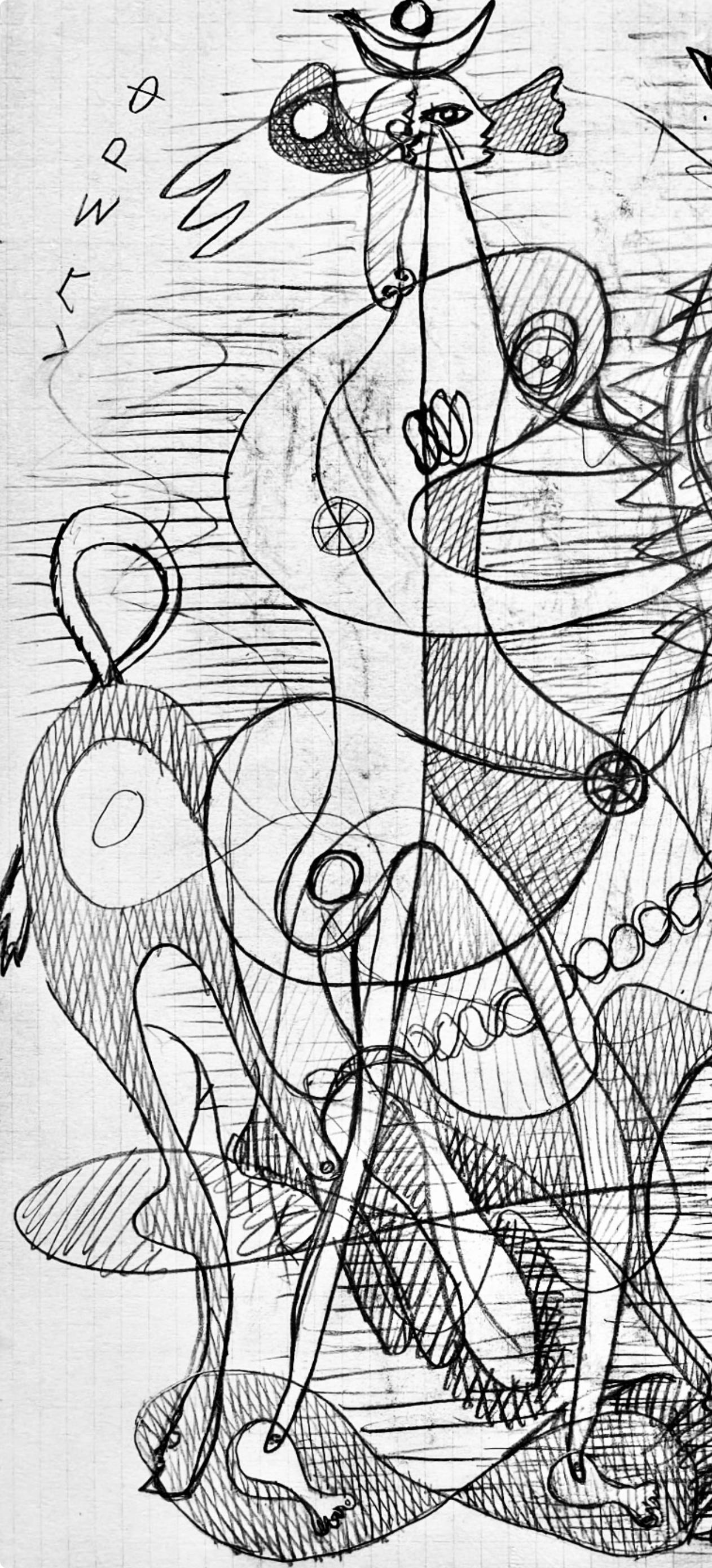 Braque, Composition, Hésiode, Théogonie, Derrière le miroir (after) - Gris Abstract Print par Georges Braque