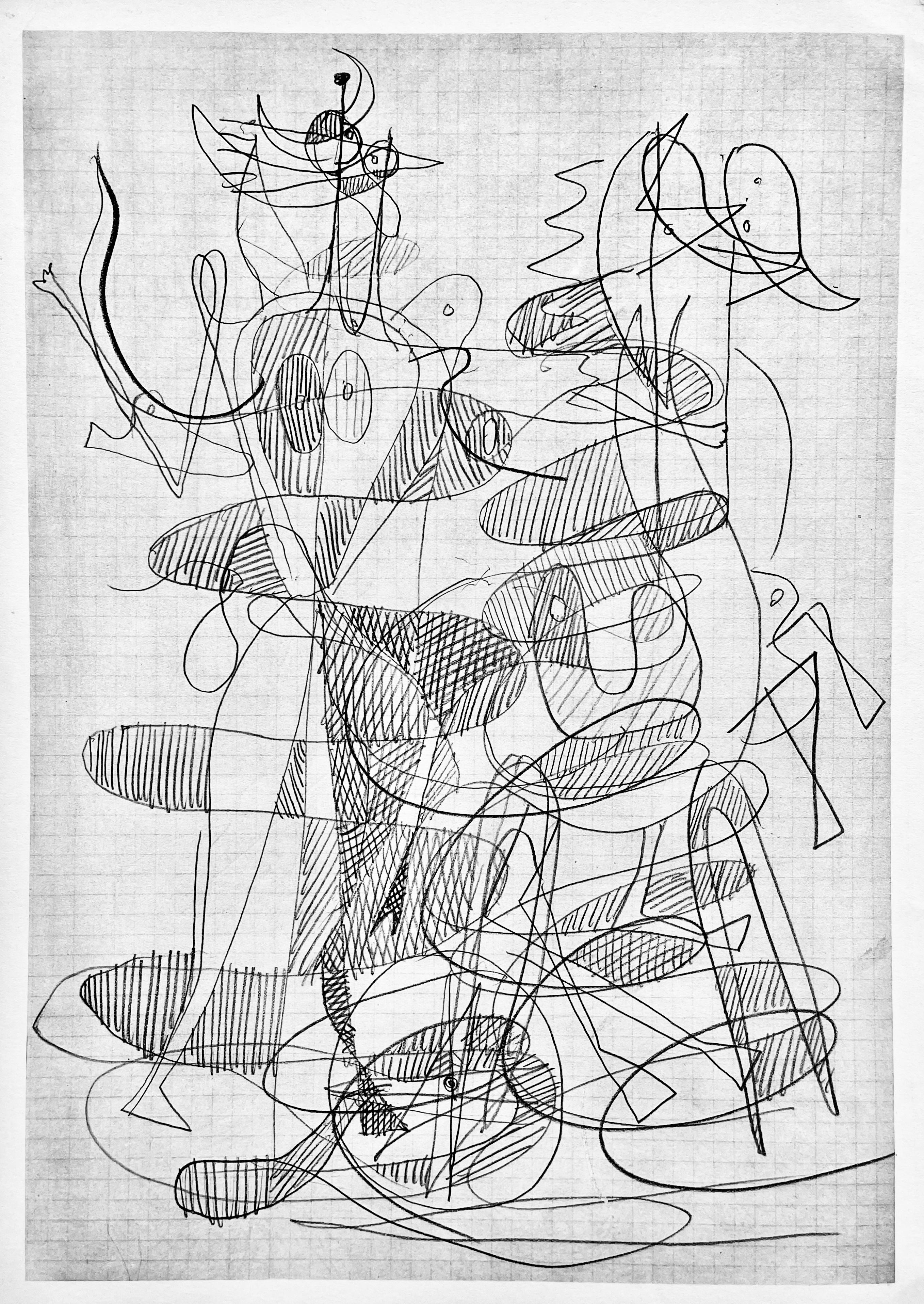 Lithographie sur papier vélin. Format du papier : 15 x 11 pouces. Inscription : Non signé et non numéroté, tel que publié. Notes : D'après l'in-folio, Derrière le miroir, Hésiode, Théogonie, Eaux-fortes de Georges Braque, N° 71-72, 1954. Publié par