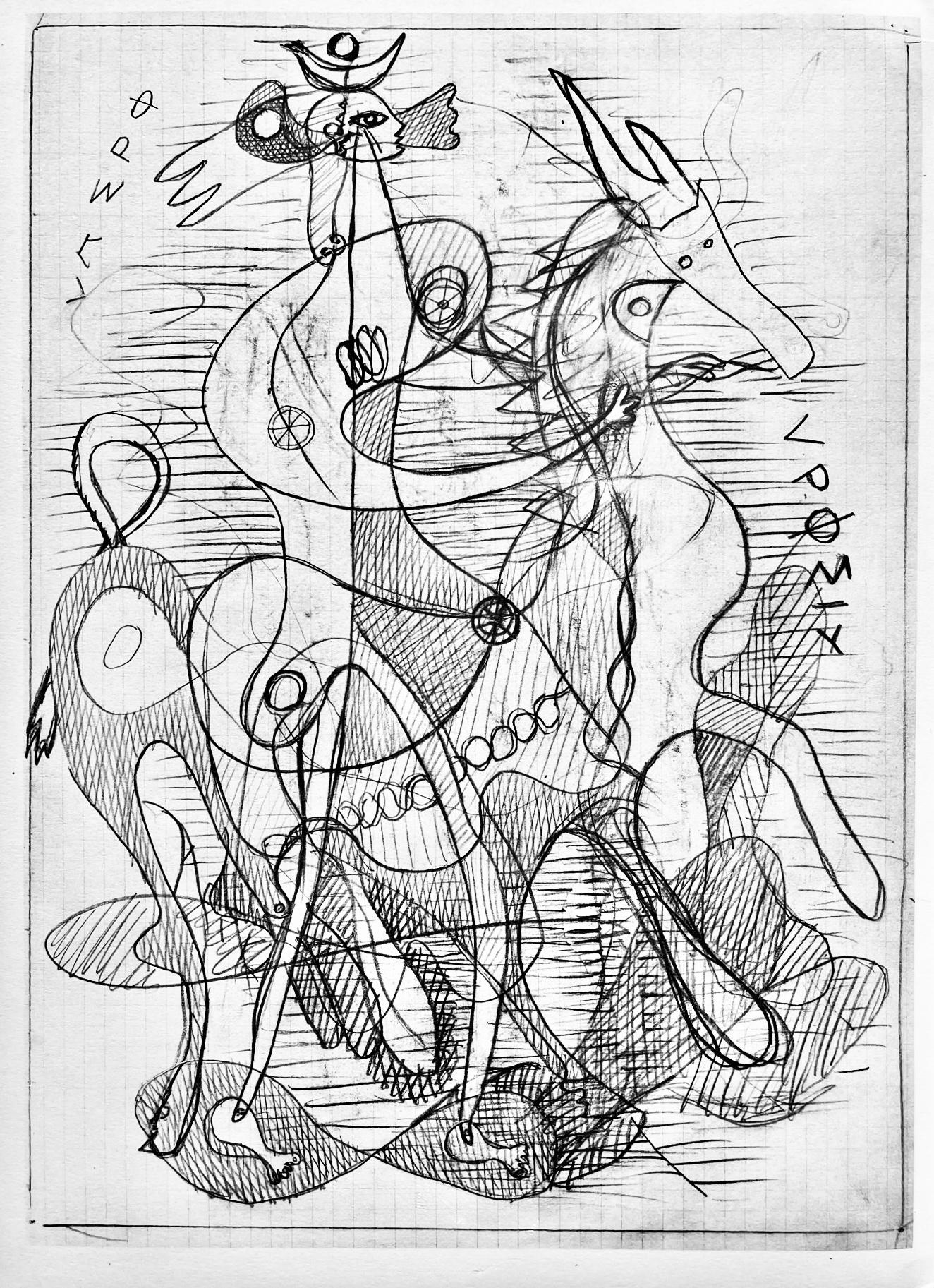 Lithographie sur papier vélin. Format du papier : 15 x 11 pouces. Inscription : Non signé et non numéroté, tel que publié. Notes : D'après l'in-folio, Derrière le miroir, Hésiode, Théogonie, Eaux-fortes de Georges Braque, N° 71-72, 1954. Publié par