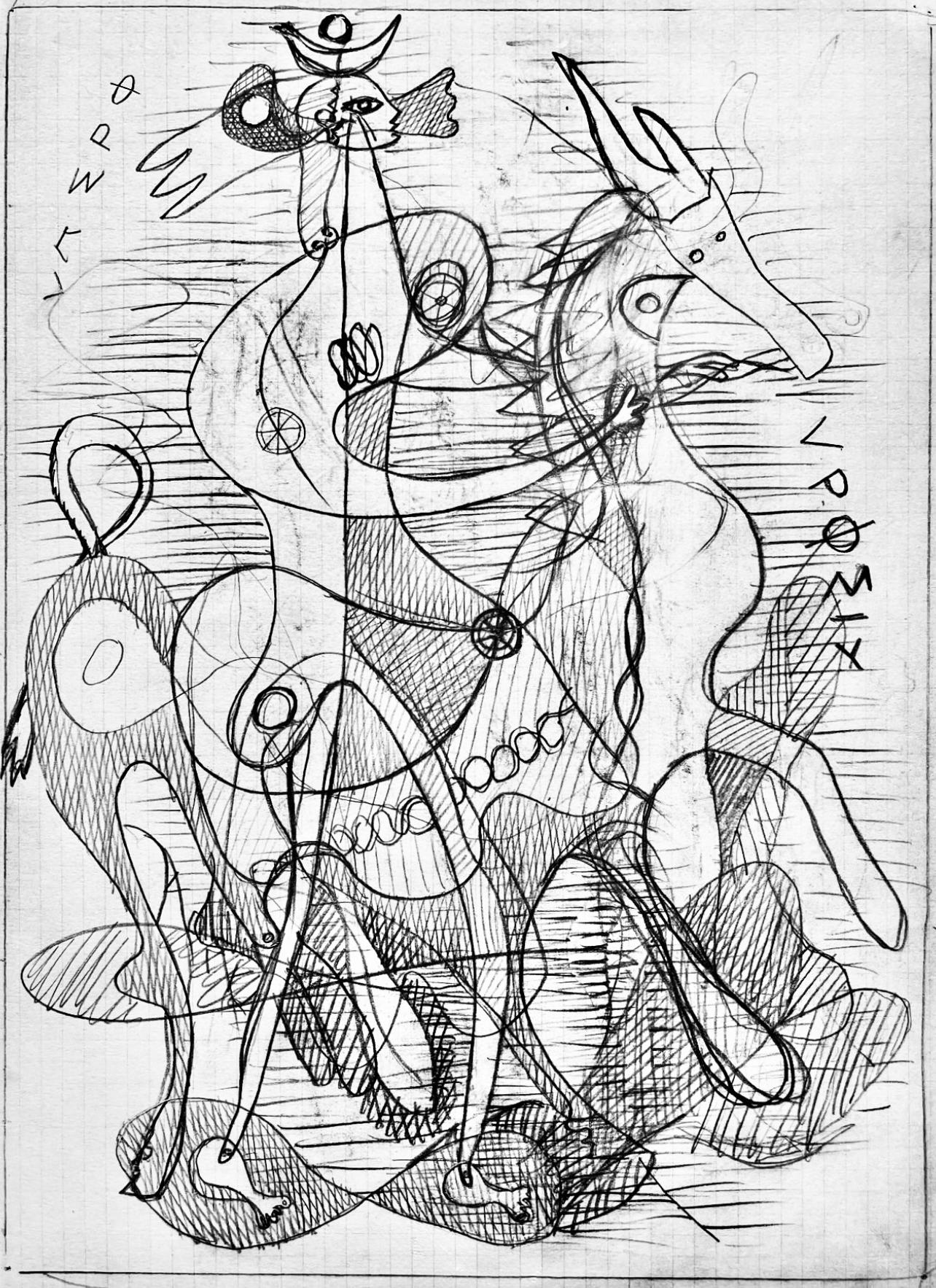 Abstract Print Georges Braque - Braque, Composition, Hésiode, Théogonie, Derrière le miroir (after)
