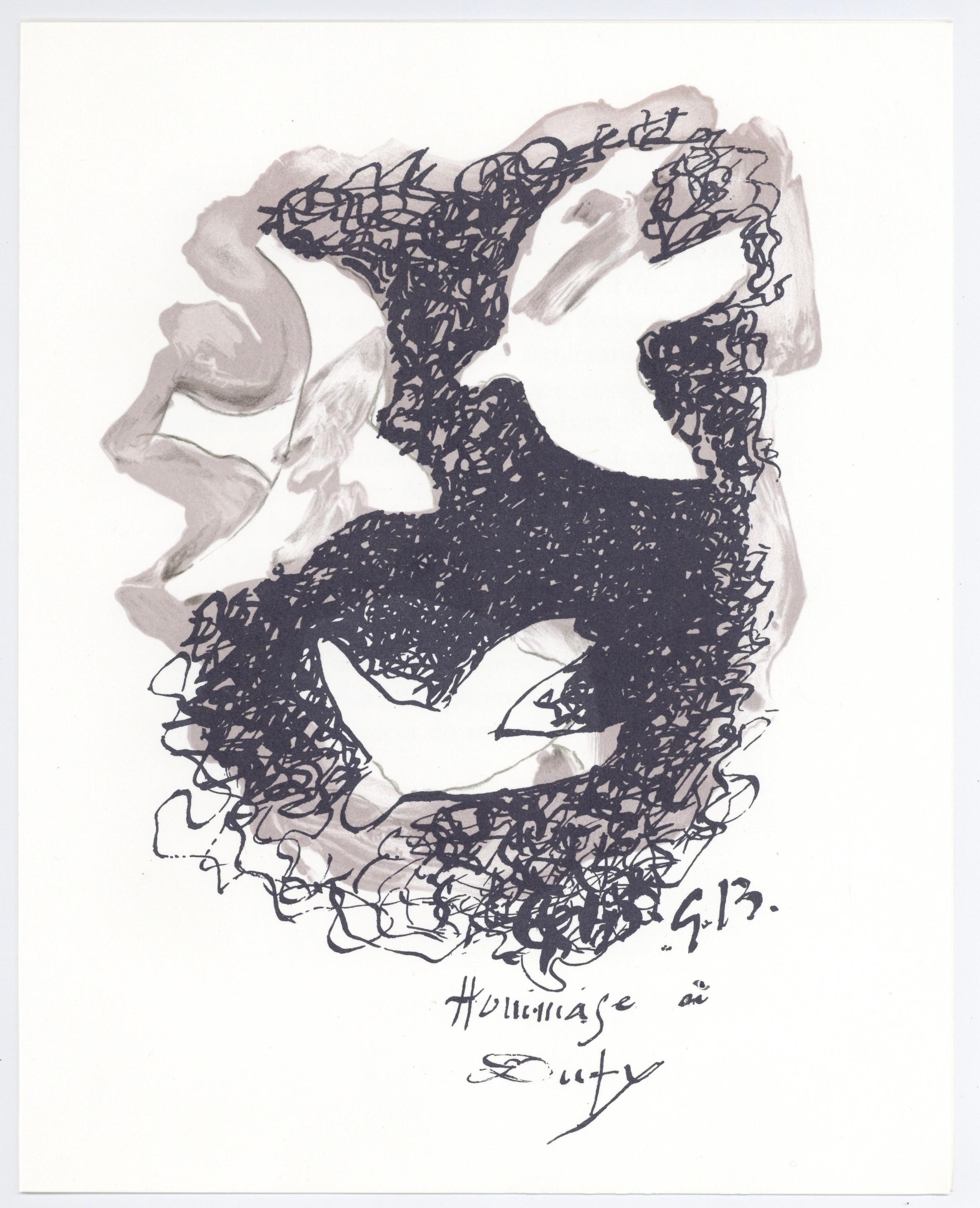 Lithograph on vélin Arjomari paper. Paper Size: 11.75 x 9.375 inches. Inscription: Signed in the plate and unnumbered, as issued. Notes: From the folio, Lettre à mon peintre Raoul Dufy, 1965. Published by Librairie académique Perrin et Cie, Paris;