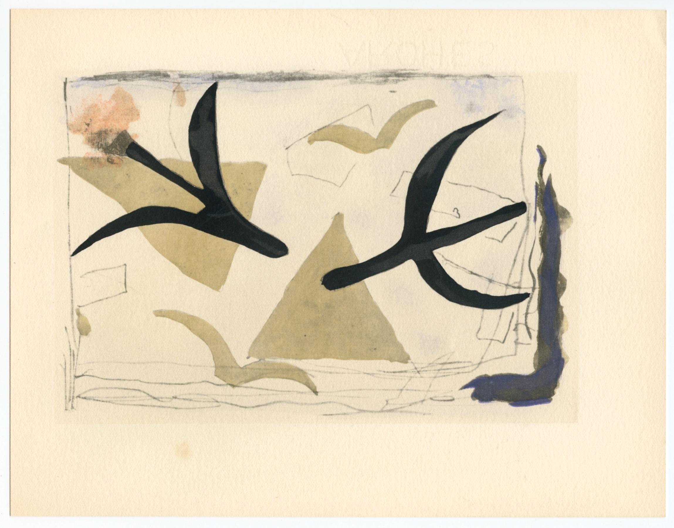 Braque, Étude (oiseaux), Georges Braque, Le Solitaire, XXe siècle (after) For Sale 4