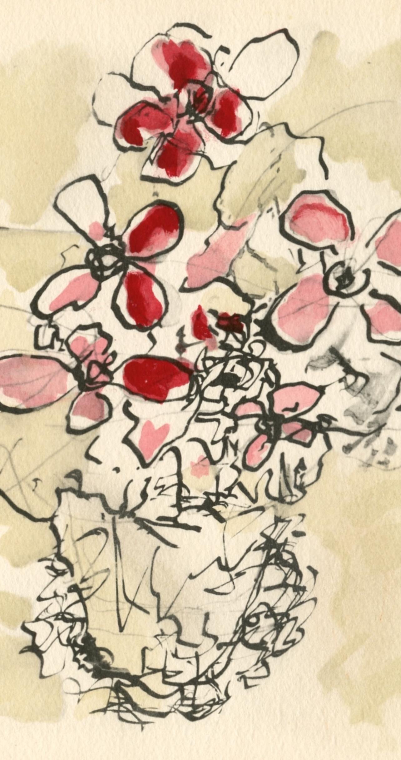 Braque, Fleurs rouges, Georges Braque le solitaire (after) For Sale 1