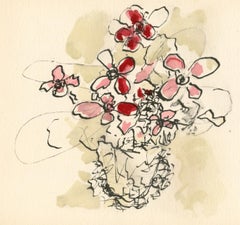 Vintage Braque, Fleurs rouges, Georges Braque le solitaire (after)
