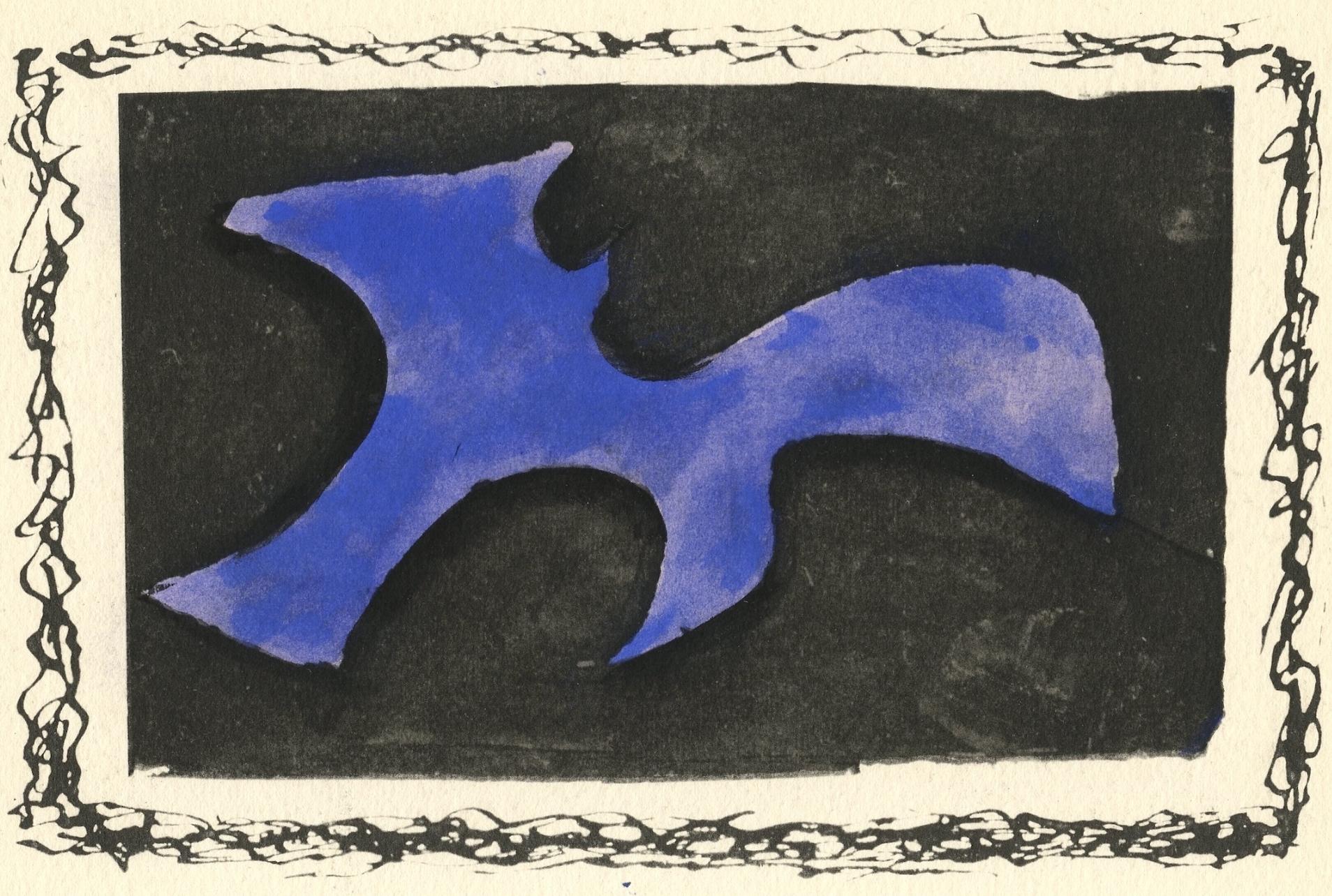 Lithograph, stencil on vélin d'Arches paper. Paper Size: 7.25 x 9.375 inches. Inscription: Unsigned and unnumbered, as issued. Notes: From the album, Georges Braque, Le Solitaire, 1959. Published by XXe siècle, Paris, in collaboration with Fernand