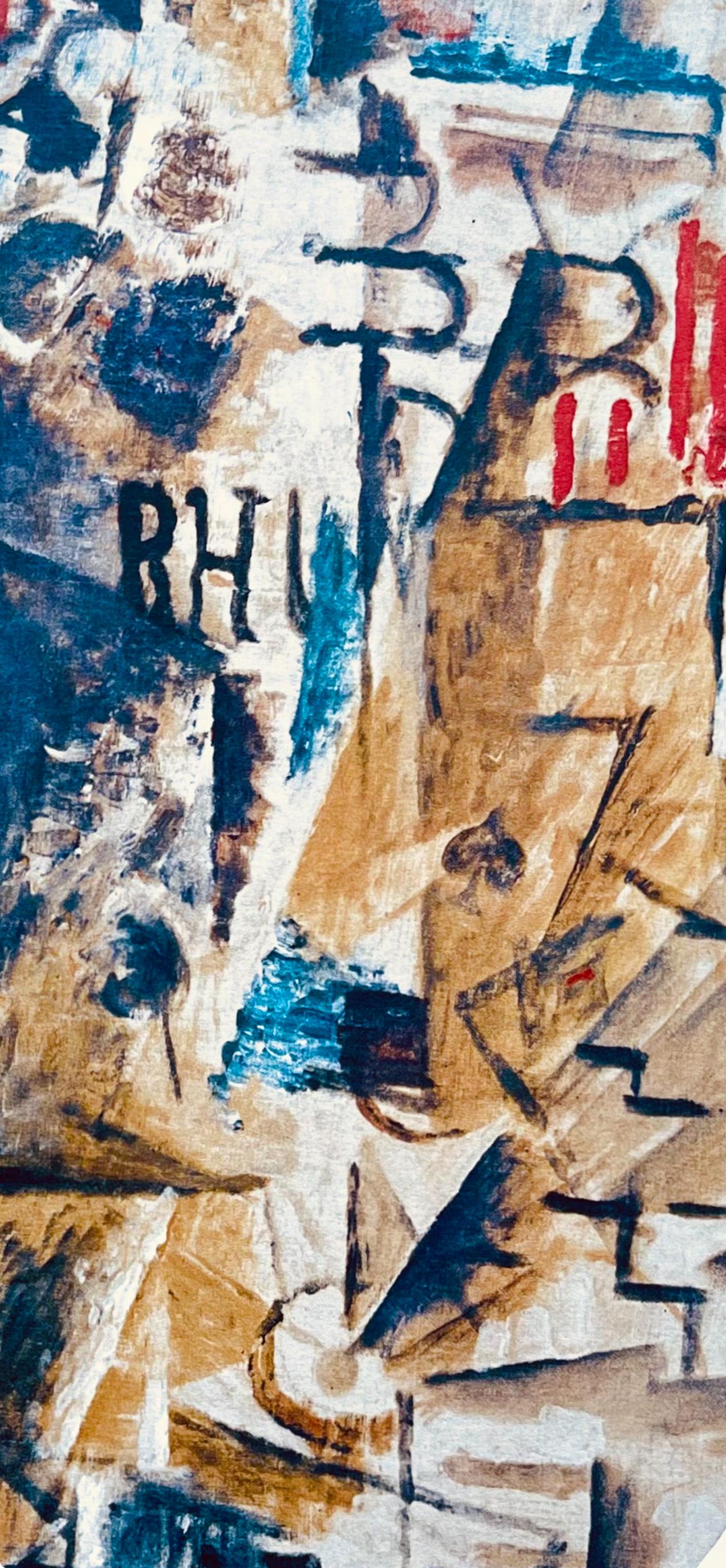 Braque, La bouteille de rhum, Derrière le miroir (after) - Beige Abstract Print by Georges Braque