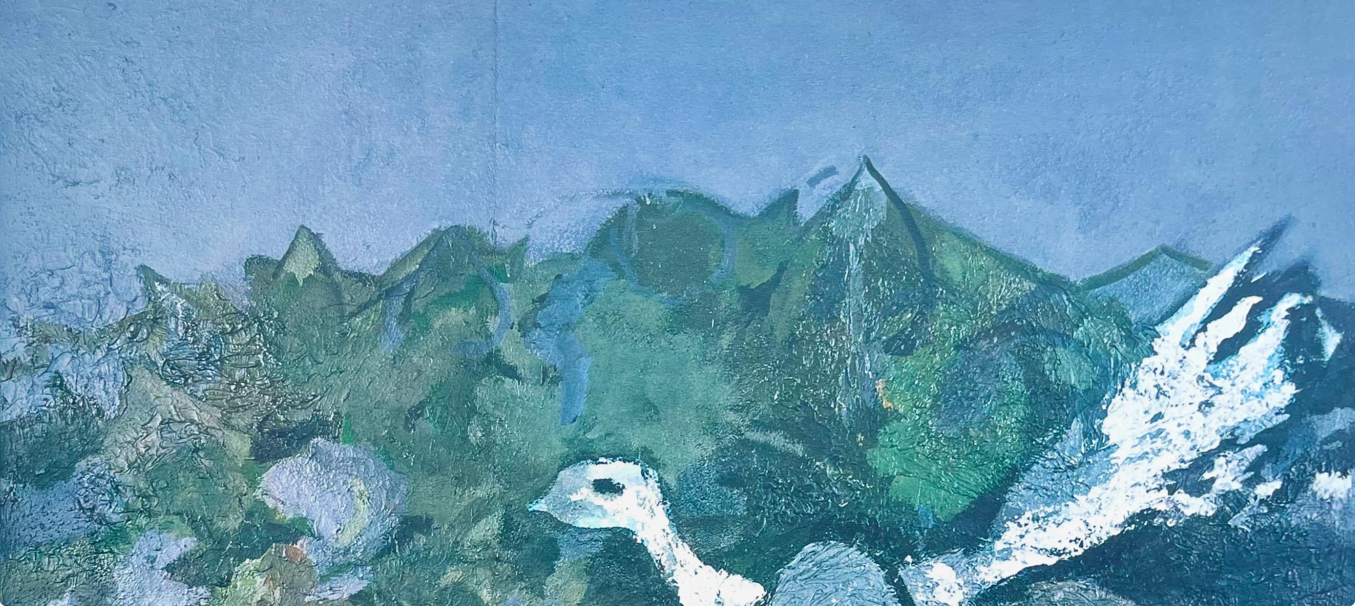 Braque, Le nid dans le feuillage, Derrière le miroir (after) - Blue Landscape Print by Georges Braque