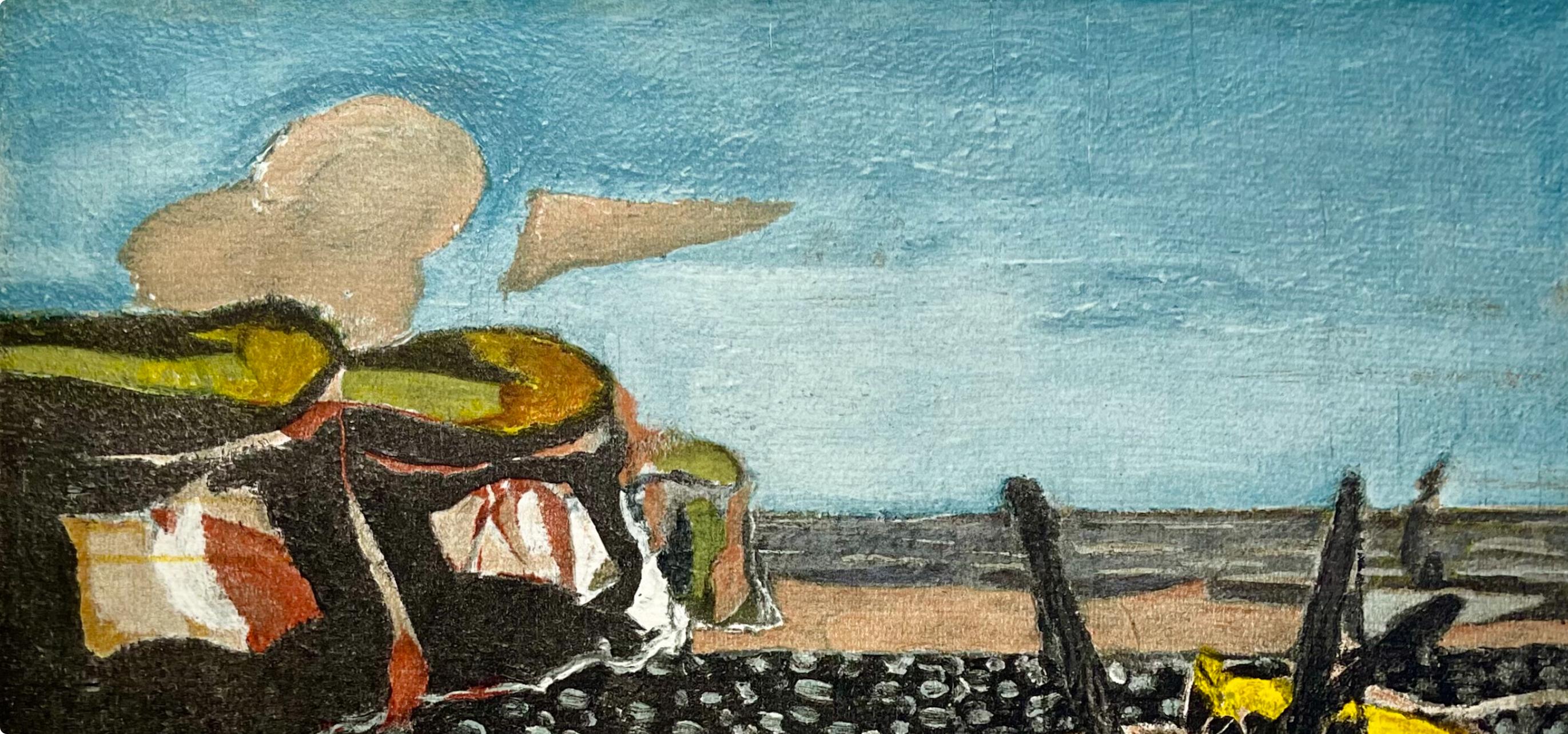 Braque, Les barques bleues, Varengeville (dopo) - Landscape Print Grigio di Georges Braque
