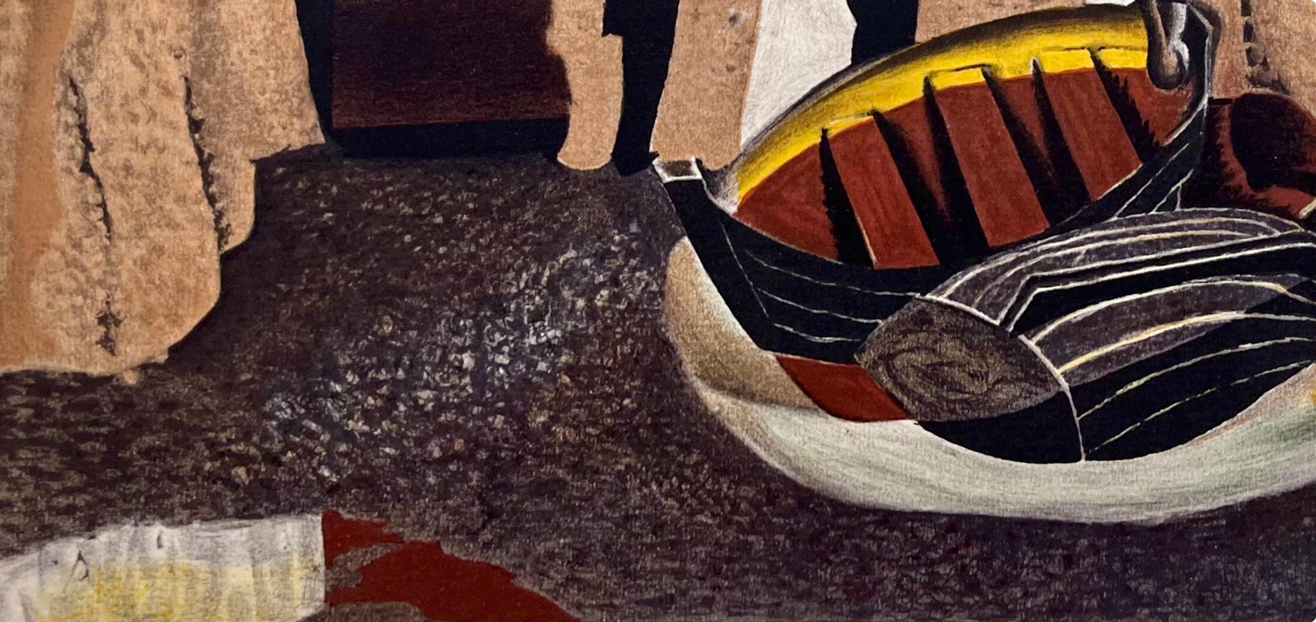 Braque, Les falaises, Varengeville (dopo) - Landscape Print Nero di Georges Braque
