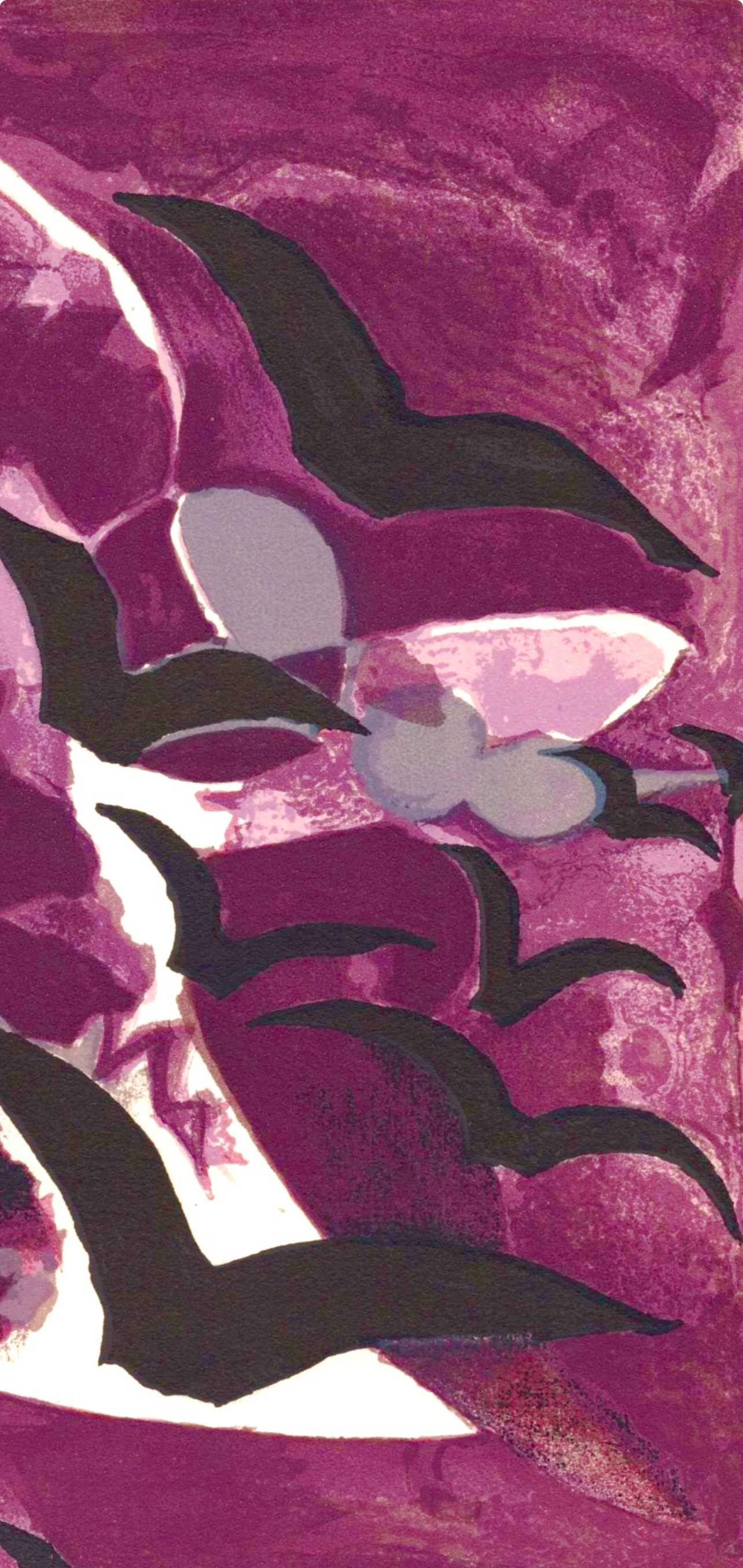 Braque, Les oiseaux de nuit, Prints from the Mourlot Press (after) - Brown Landscape Print by Georges Braque