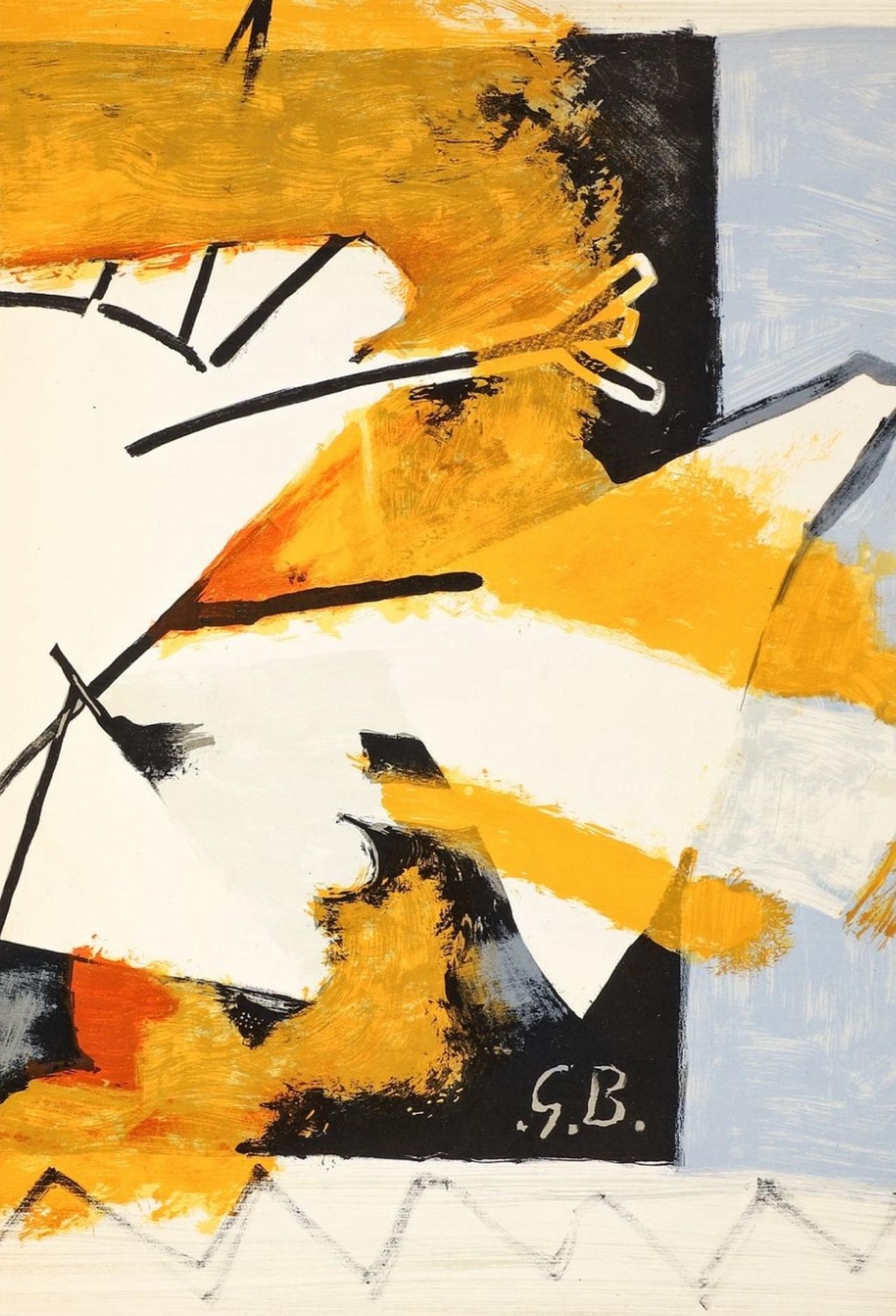 Braque, L'oiseau Jaune, Derrière le miroir (after) - Beige Still-Life Print by Georges Braque