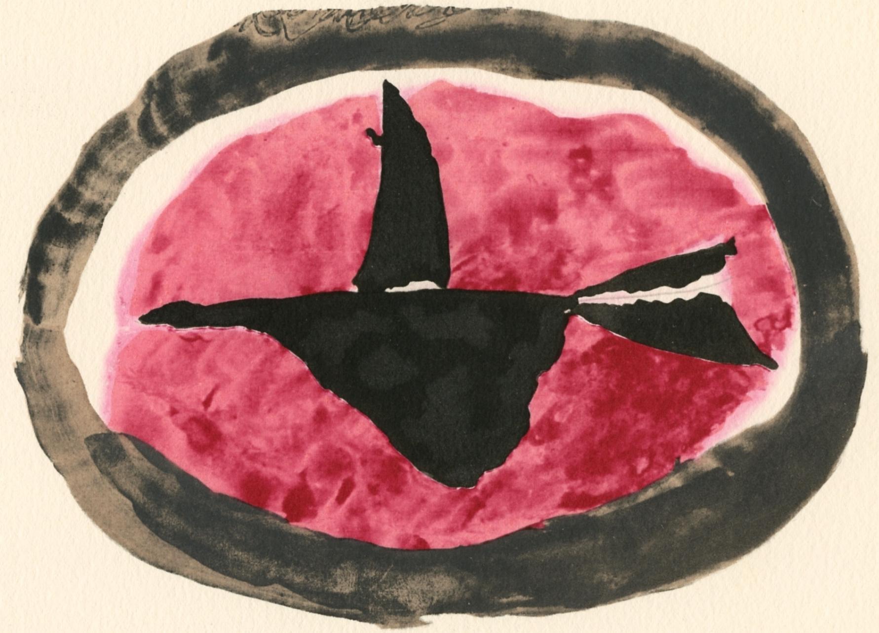 Lithograph, stencil on vélin d'Arches paper. Paper Size: 7.25 x 9.375 inches. Inscription: Unsigned and unnumbered, as issued. Notes: From the album, Georges Braque, Le Solitaire, 1959. Published by XXe siècle, Paris, in collaboration with Fernand