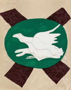 Braque, Oiseau sur fond de X (Mourlot 55), XXe Siècle (d'après)