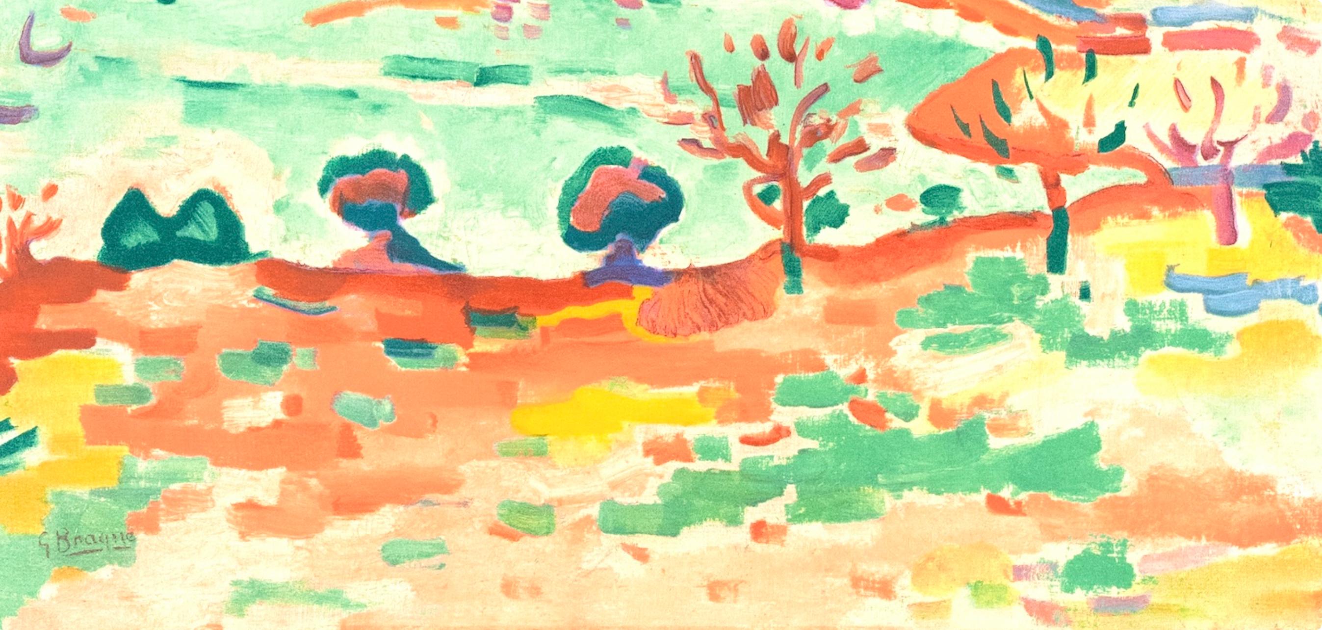 Braque, Paysage a L'estaque, Fauves, Collection'S Pierre Lévy (dopo) - Print Fauvismo di Georges Braque