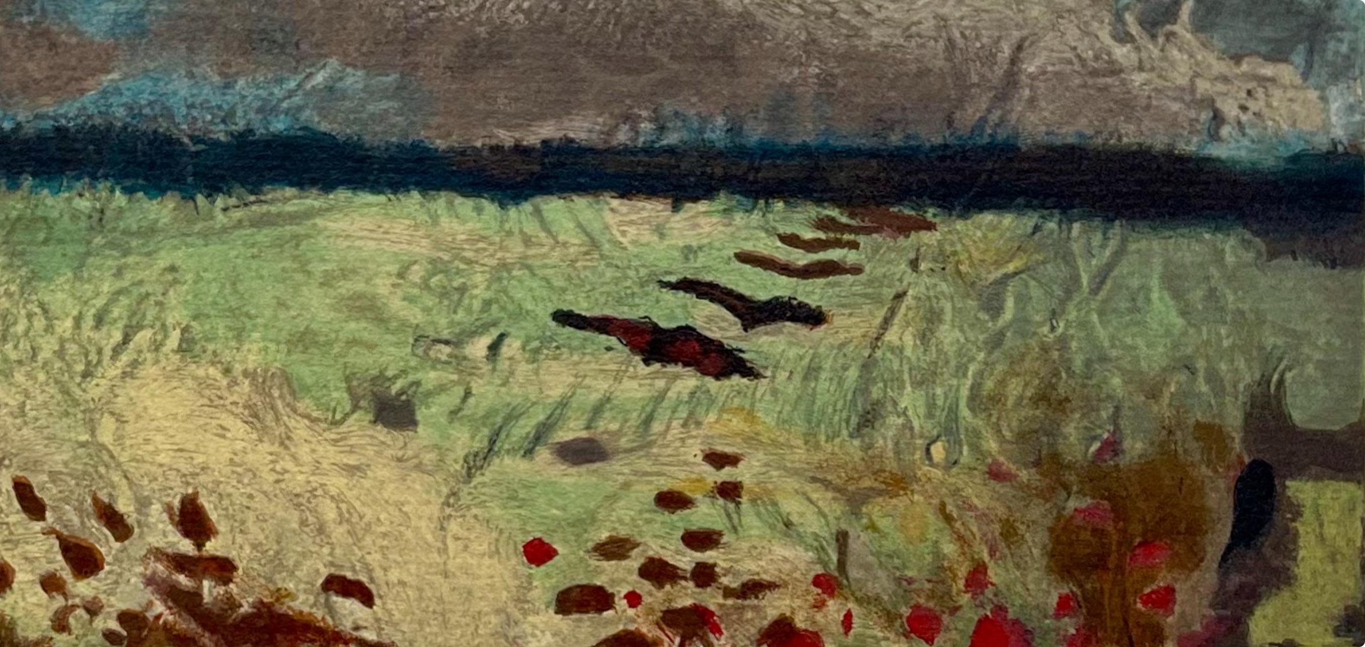 Braque, Paysage aux coquelicots, Varengeville (dopo) - Abstract Print Nero di Georges Braque