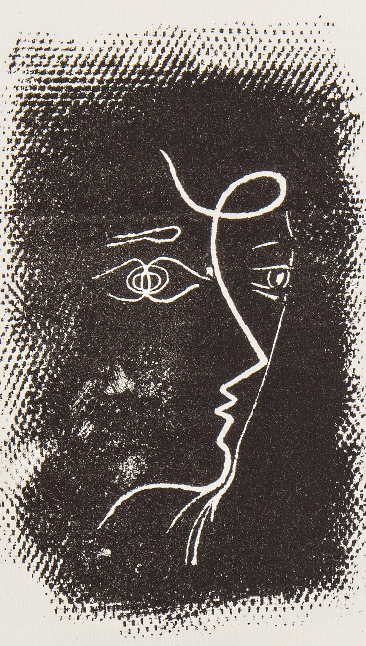 Braque, Profil de femme (Mourlot 25), Souvenirs et portraits d'artistes (nach) – Print von Georges Braque