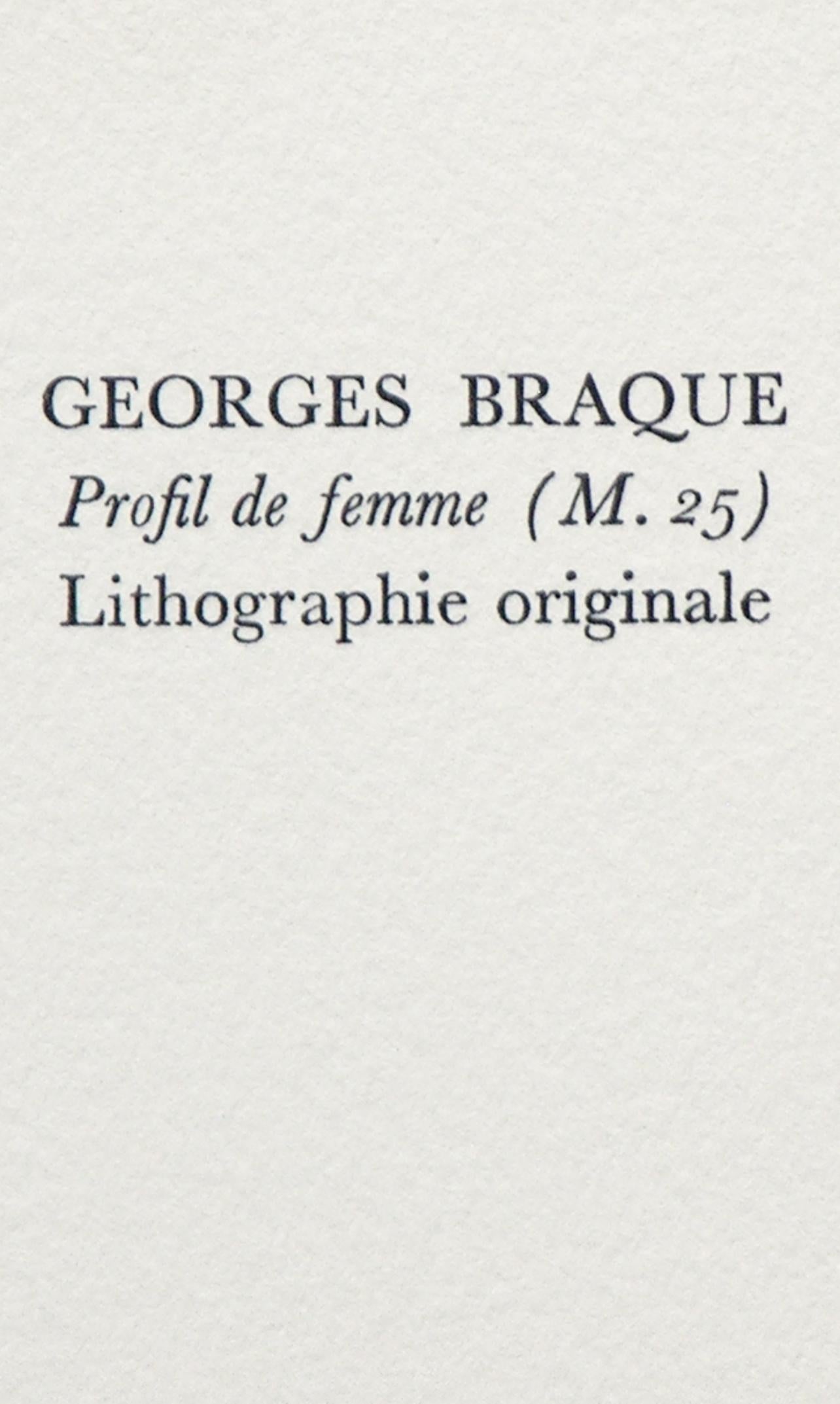 Braque, Profil de femme (Mourlot 25), Souvenirs et portraits d'artistes (nach) im Angebot 1