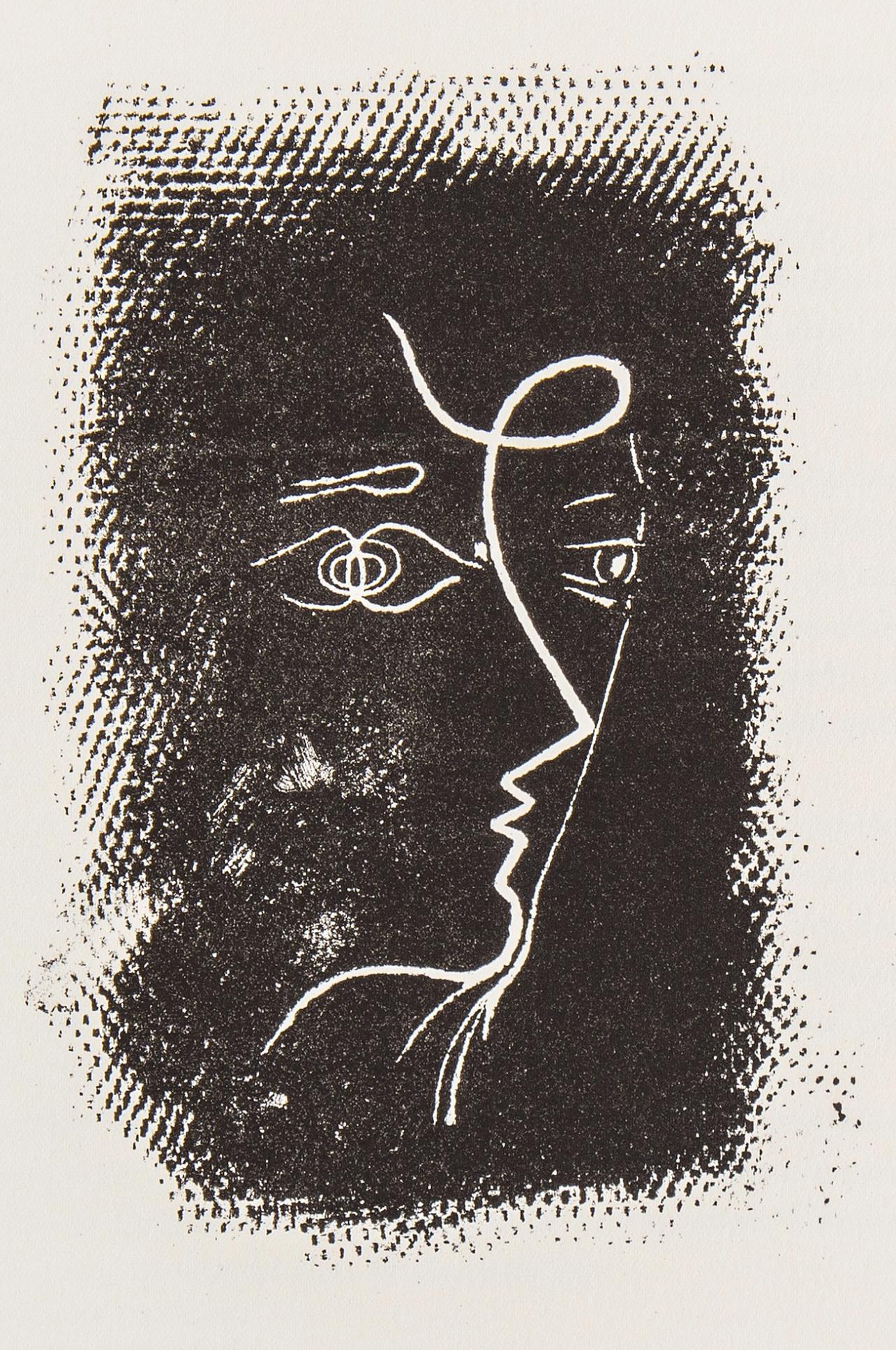 Georges Braque Figurative Print - Braque, Profil de femme (Mourlot 25), Souvenirs et portraits d'artistes (after)