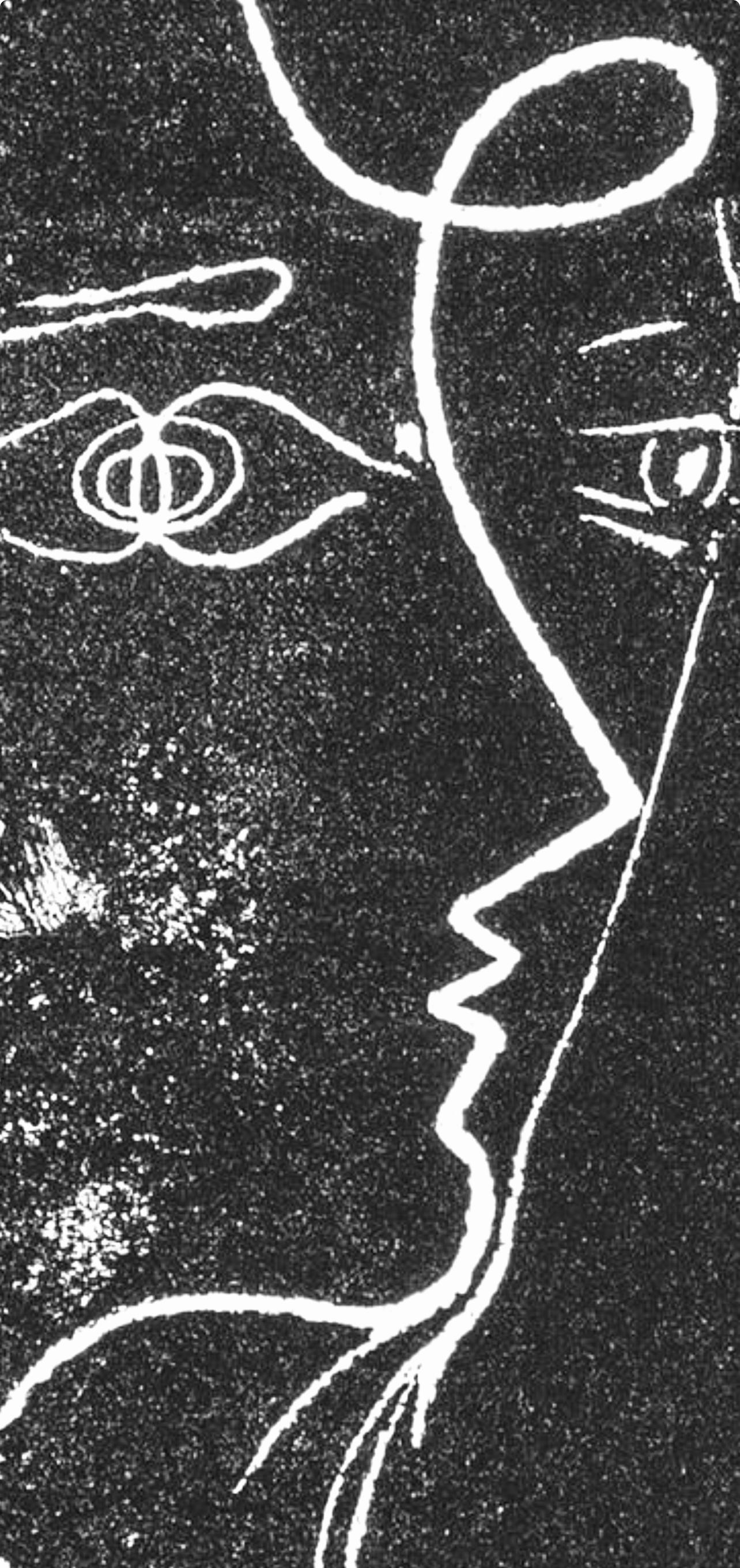 Braque, Profil de femme, Souvenirs et Portraits d'Artistes (after) - Black Abstract Print by Georges Braque