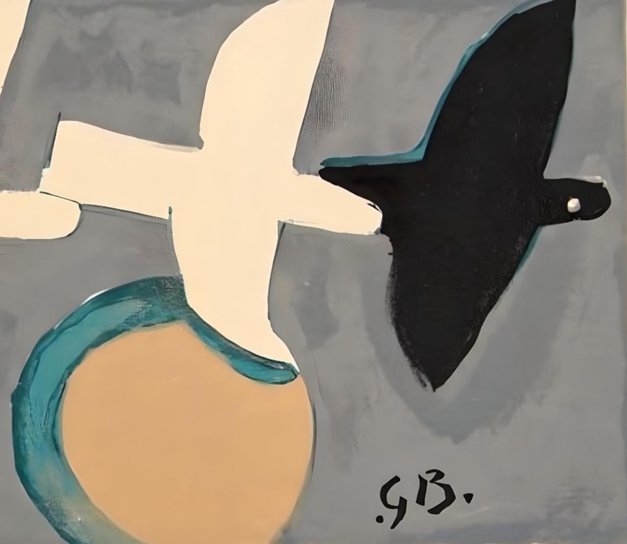 Braque, Quatre oiseaux, Derrière le miroir (después de) - Print Moderno de Georges Braque