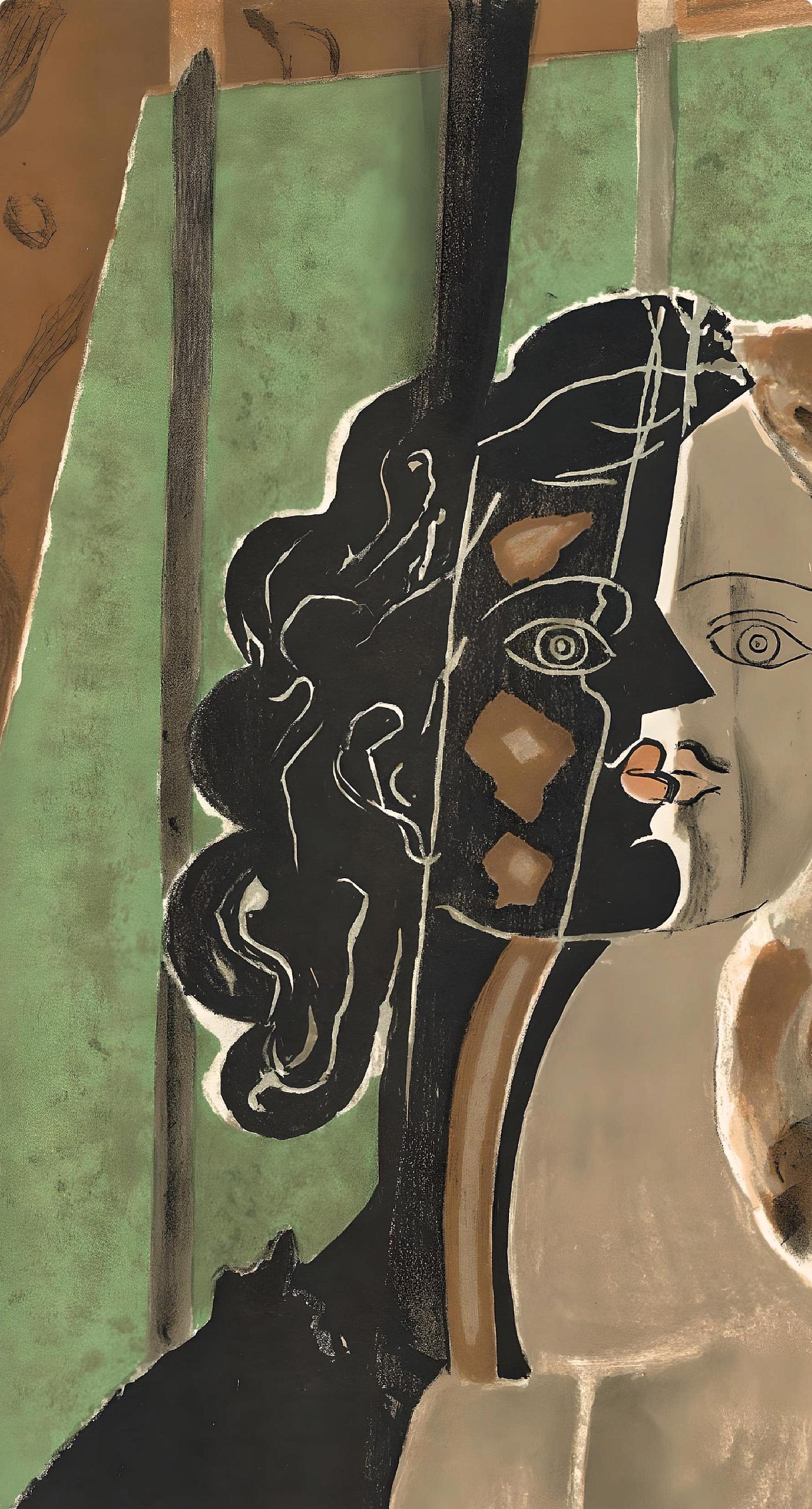 Braque, Tête de femme, Verve: Revue Artistique et Littéraire (nach) (Moderne), Print, von Georges Braque