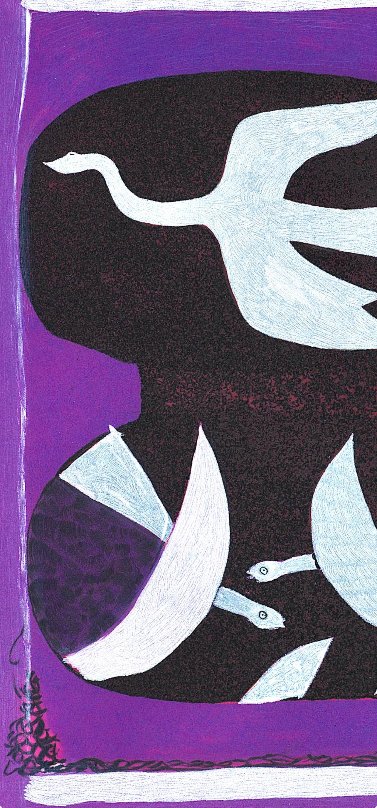 Braque, Trois oiseaux sur fond violet, Derrière le miroir (después) - Print Cubista de Georges Braque