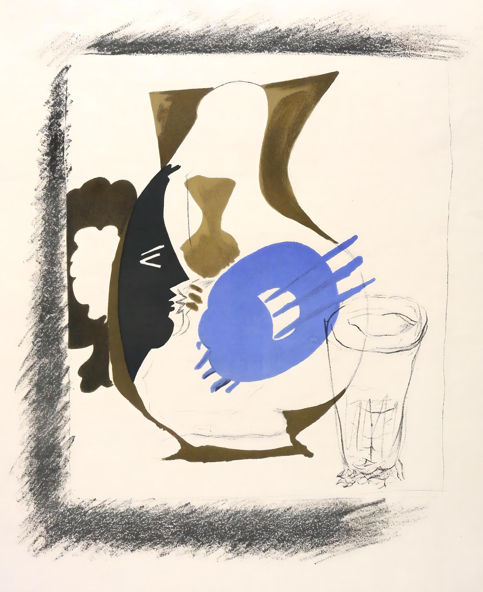 Georges Braque Abstract Print - Braque, Verre et pichet, Derrière le miroir (after)