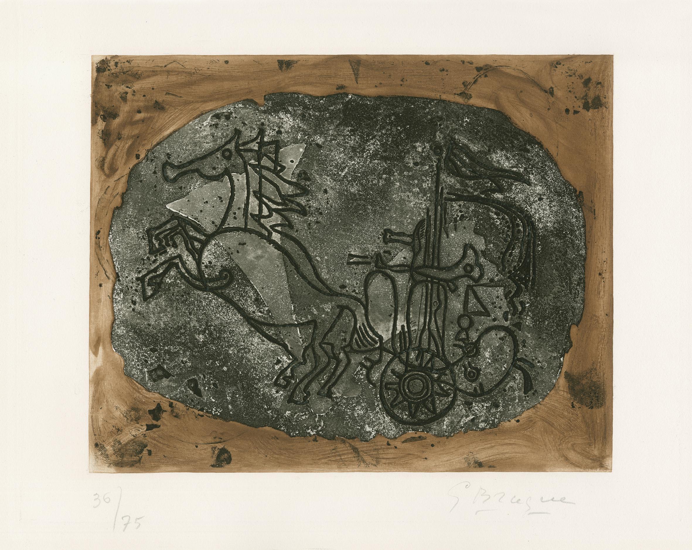 Char noir (Char V) - Acquaforte, Greco, Mitologia, Antico, Cavallo, Carro