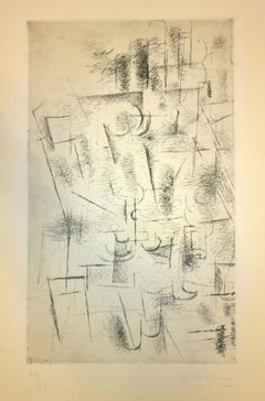 Composition (Nature Morte aux Verres V11）- Etching by G. Braque - 1950 (1912)